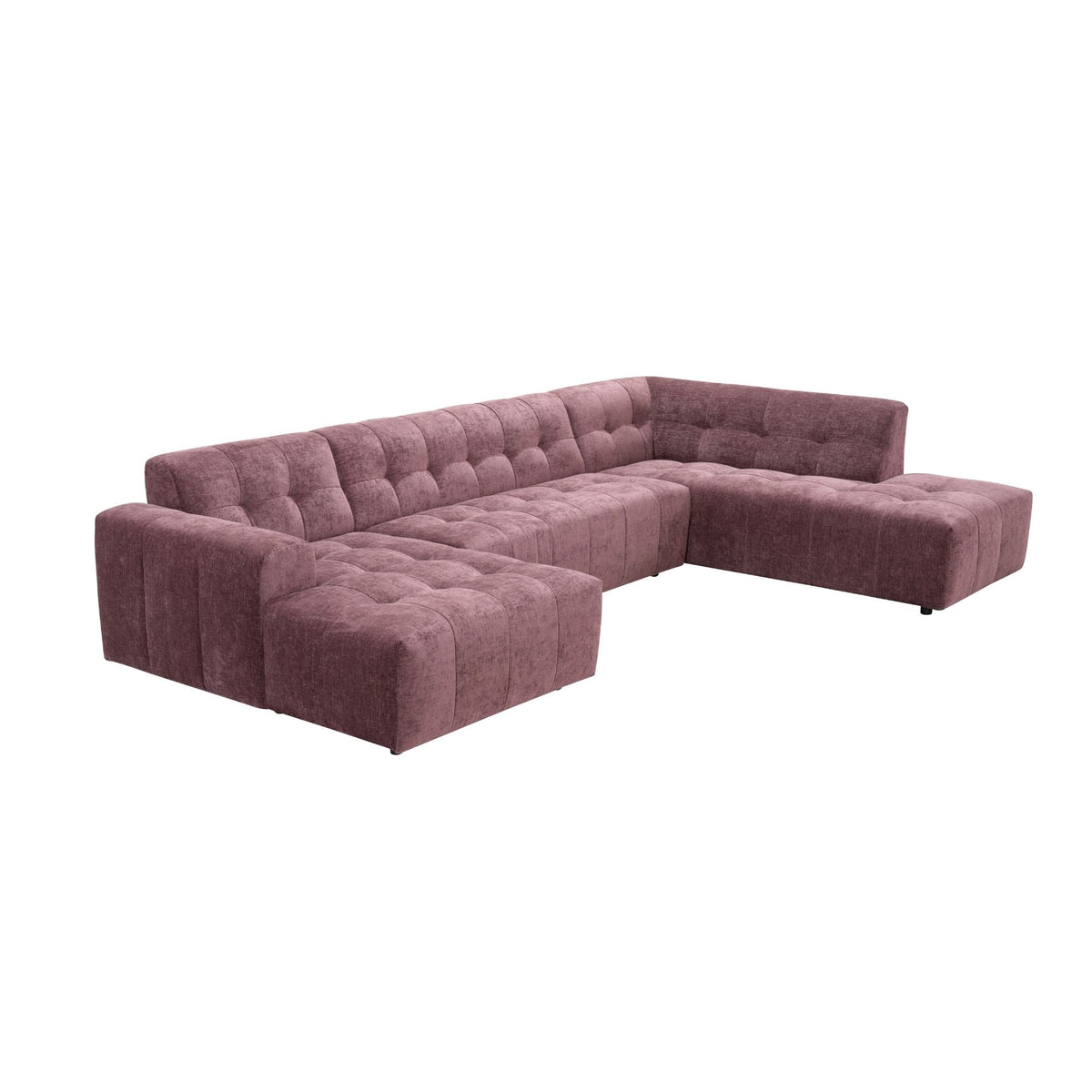 Salon Ruby U-bank Paars Lounge L + 2,5 + Ottomane Rechts - STF