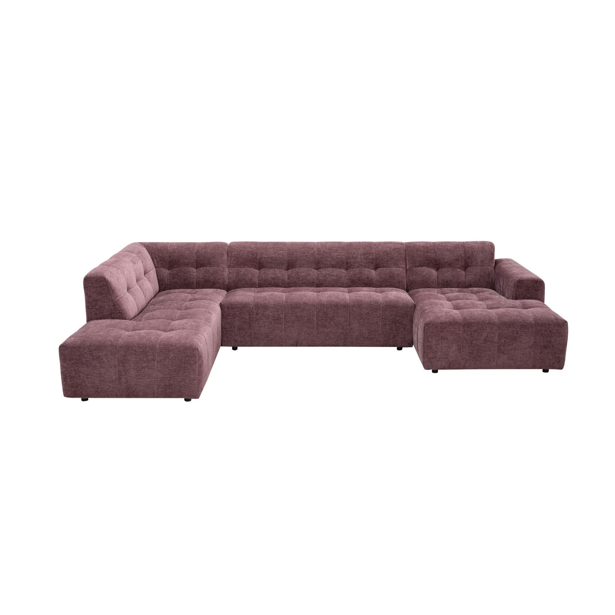 Salon Ruby U-bank paars ottomane links + 2,5-zits + lounge rechts - STF