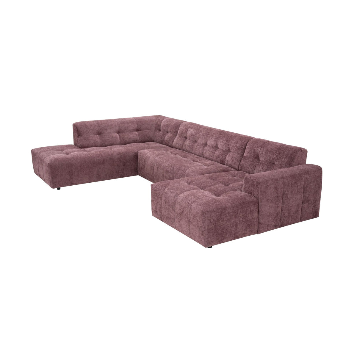 Salon Ruby U-bank paars ottomane links + 2,5-zits + lounge rechts - STF