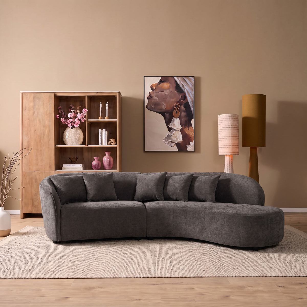 Sofa Novi hoekbank grijs 3-zits + lounge rechts - STF