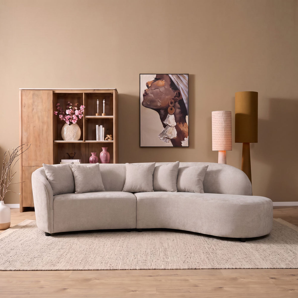 Sofa Novi hoekbank lichtgrijs 3-zits + lounge rechts - STF