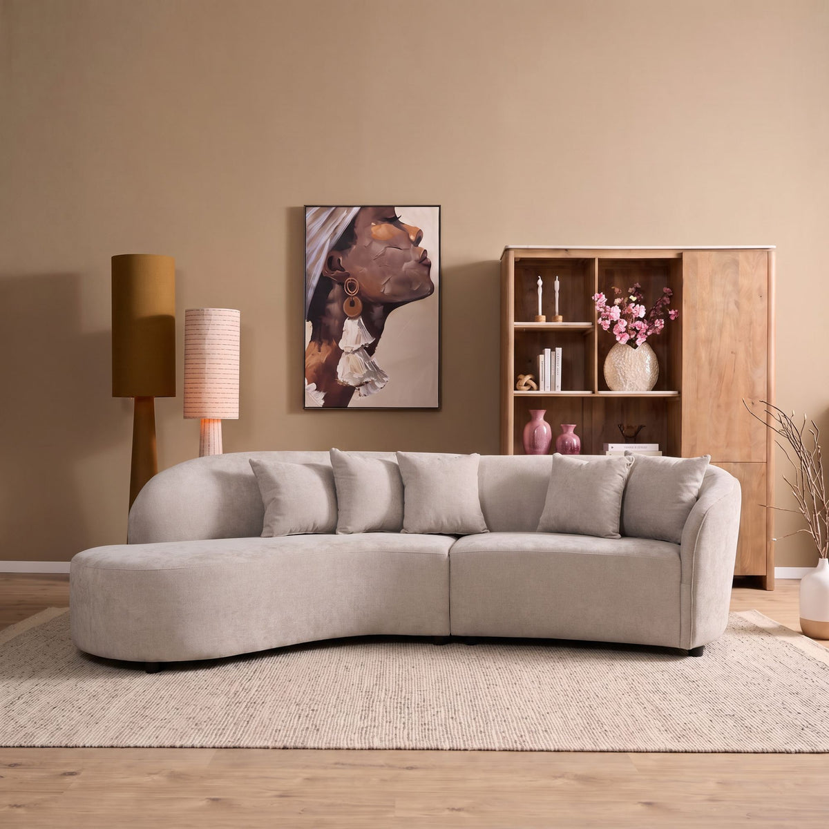Sofa Novi hoekbank lichtgrijs lounge L + 3-zits - STF