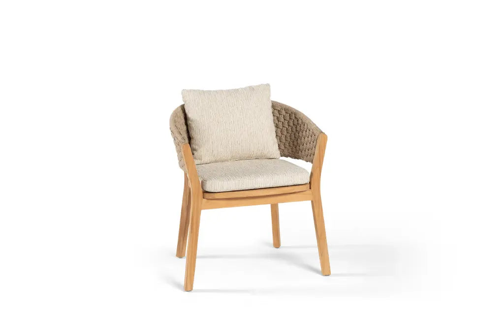 Armstoel outdoor ROSE teak/wicker incl kussens ecru bouclé - VDC