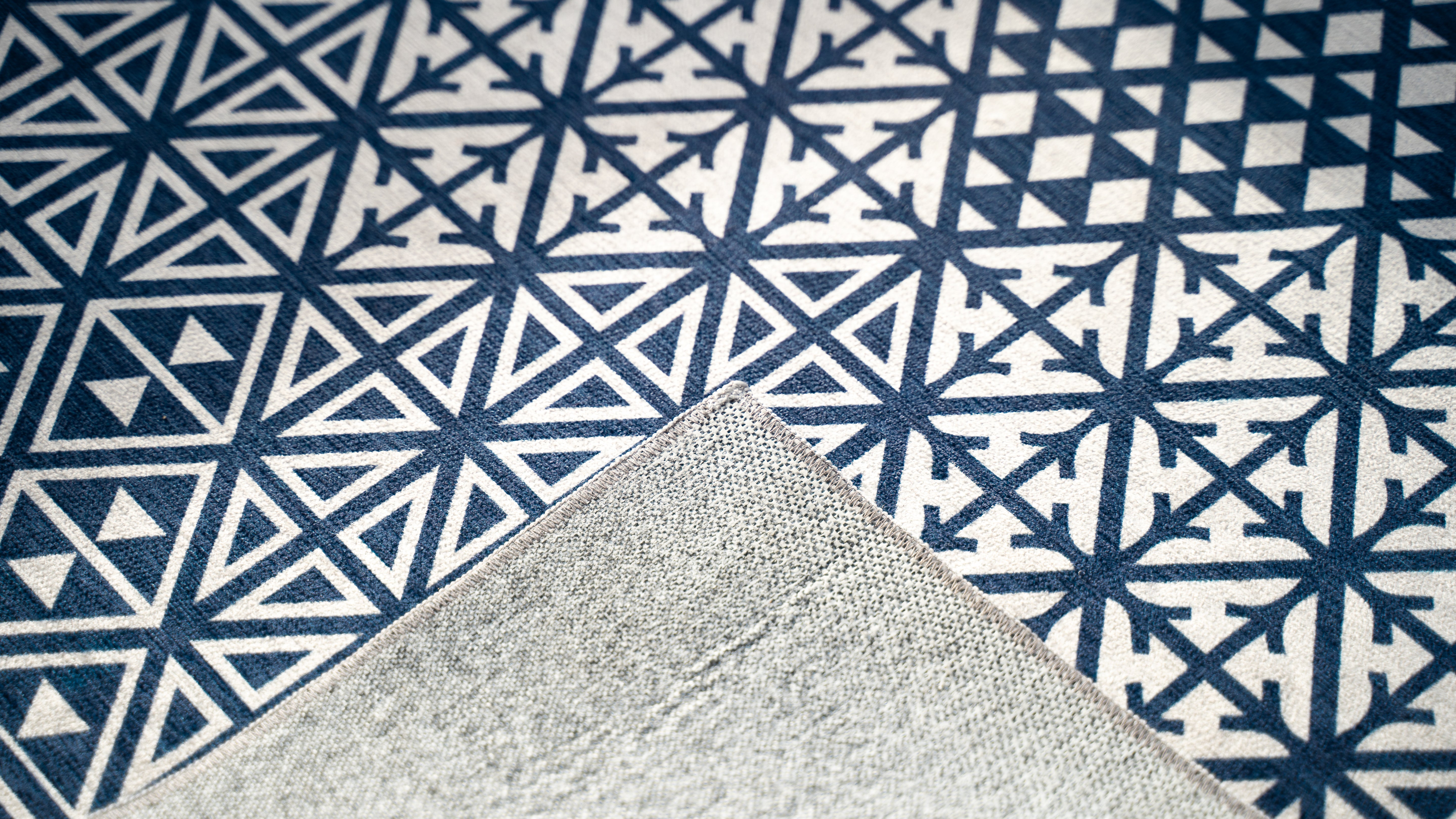 Outdoor tapijt Triangle denim blauw met tas