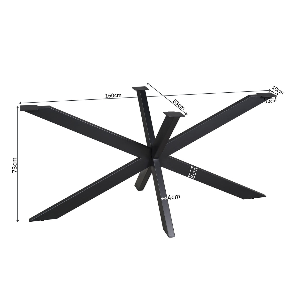 Matrixpoot Zwart Ovaal/Rechthoek 160 cm Koker 4x8 cm - STF