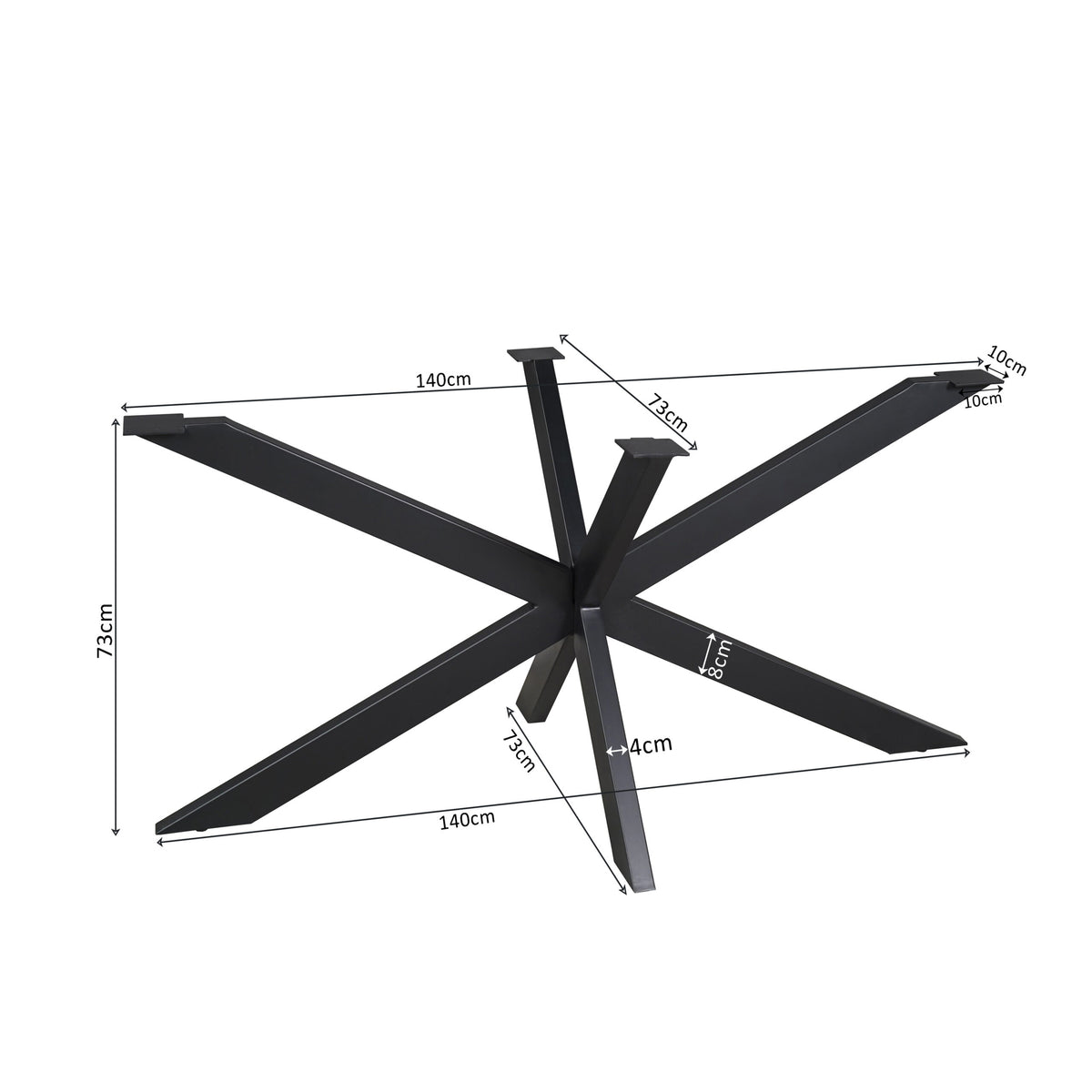Matrixpoot zwart ovaal/rechthoek 140 cm koker 4x8 cm - STF
