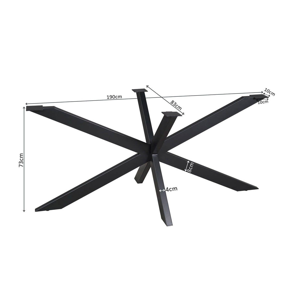 Matrixpoot Zwart Ovaal/Rechthoek 190 cm Koker 4x8 cm - STF