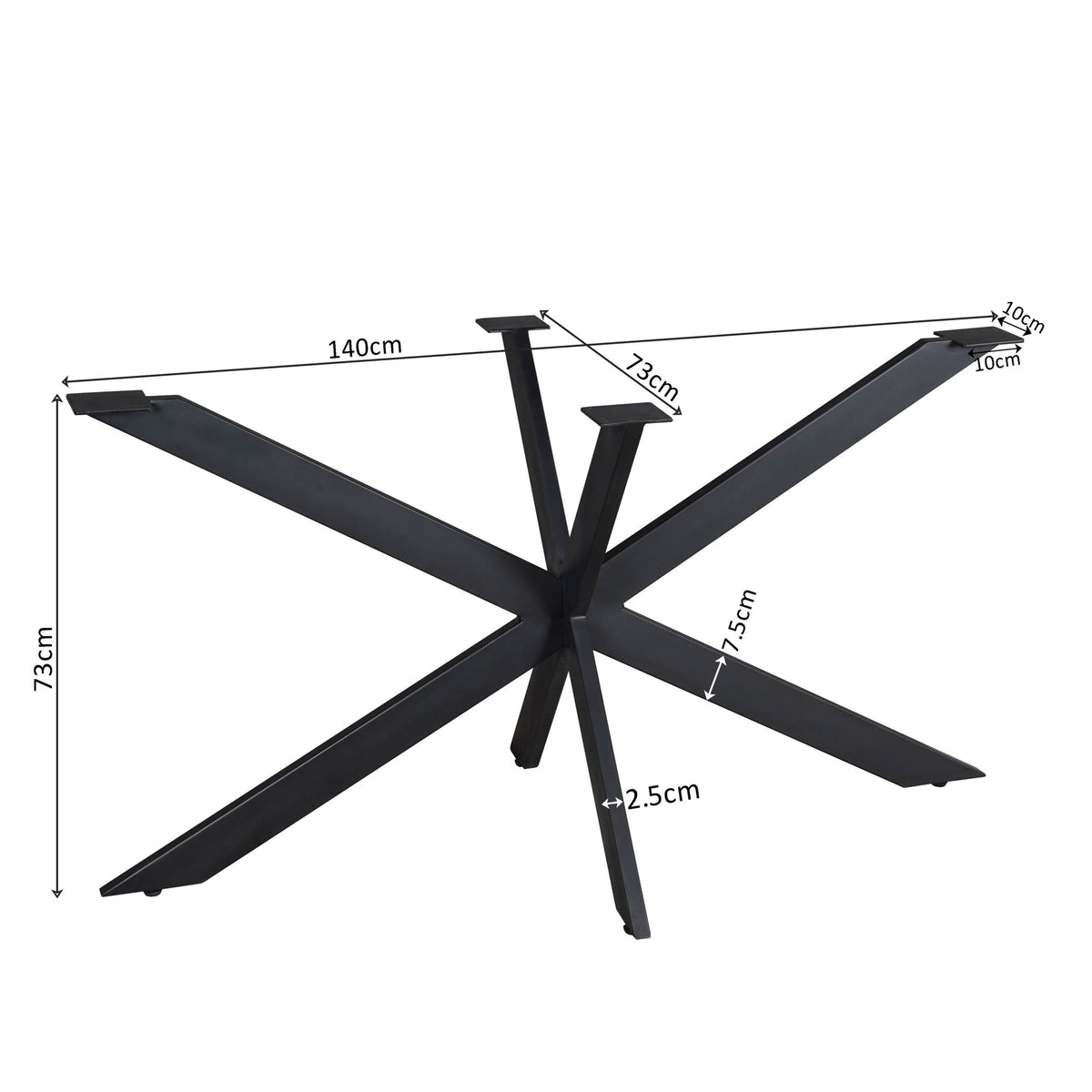 Matrixpoot Zwart Ovaal/Rechthoek 140 cm Koker 2,5x7,5 cm - STF