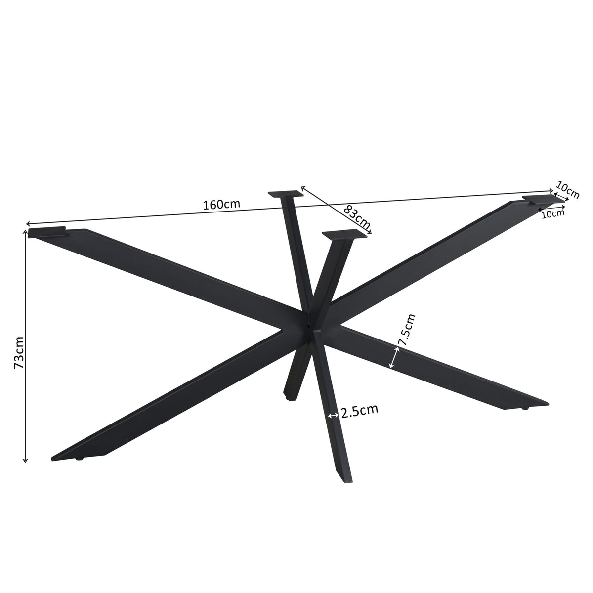 Matrixpoot Zwart Ovaal/Rechthoek 160 cm Koker 2,5x7,5 cm - STF