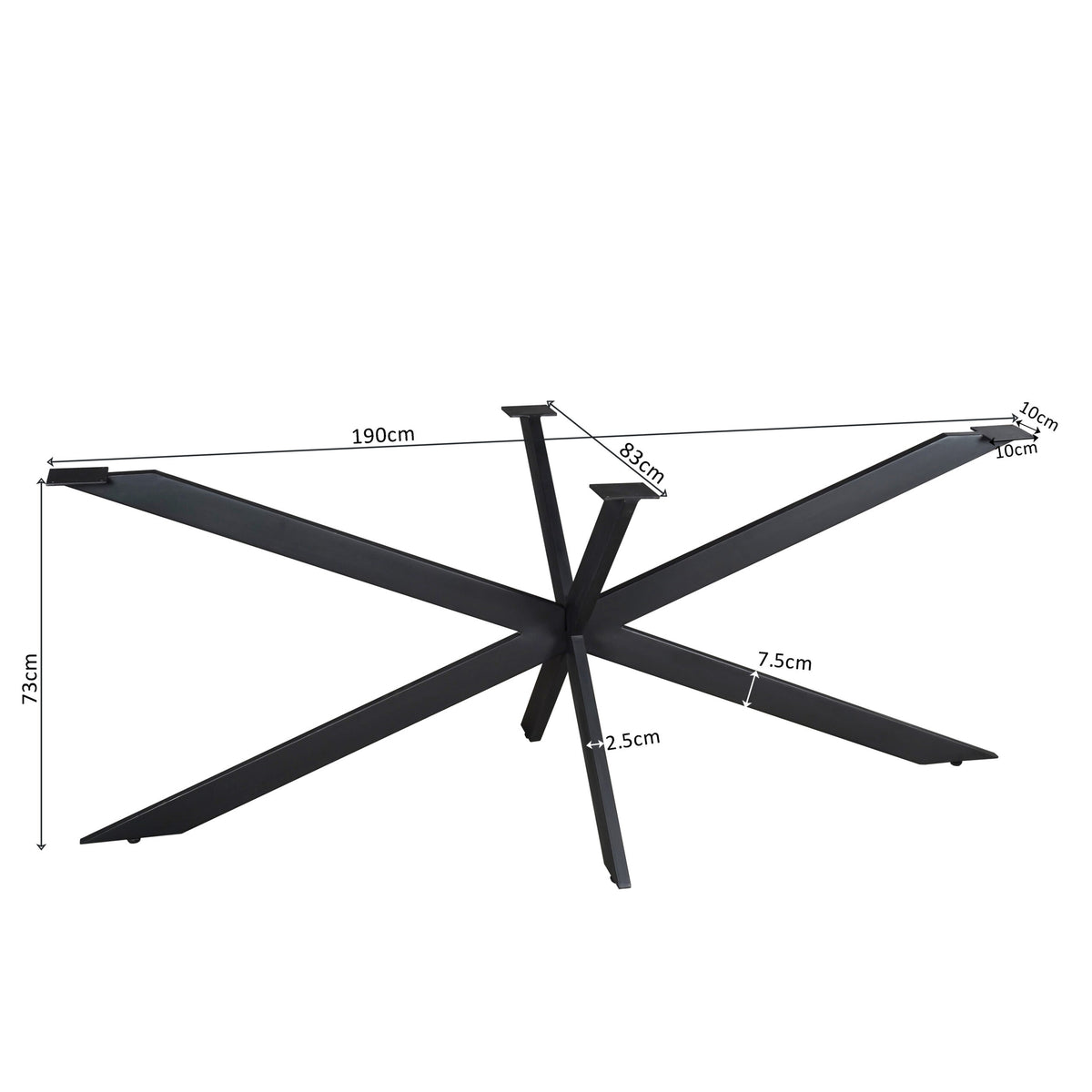 Matrixpoot Zwart Ovaal/Rechthoek 190 cm Koker 2,5x7,5 cm - STF