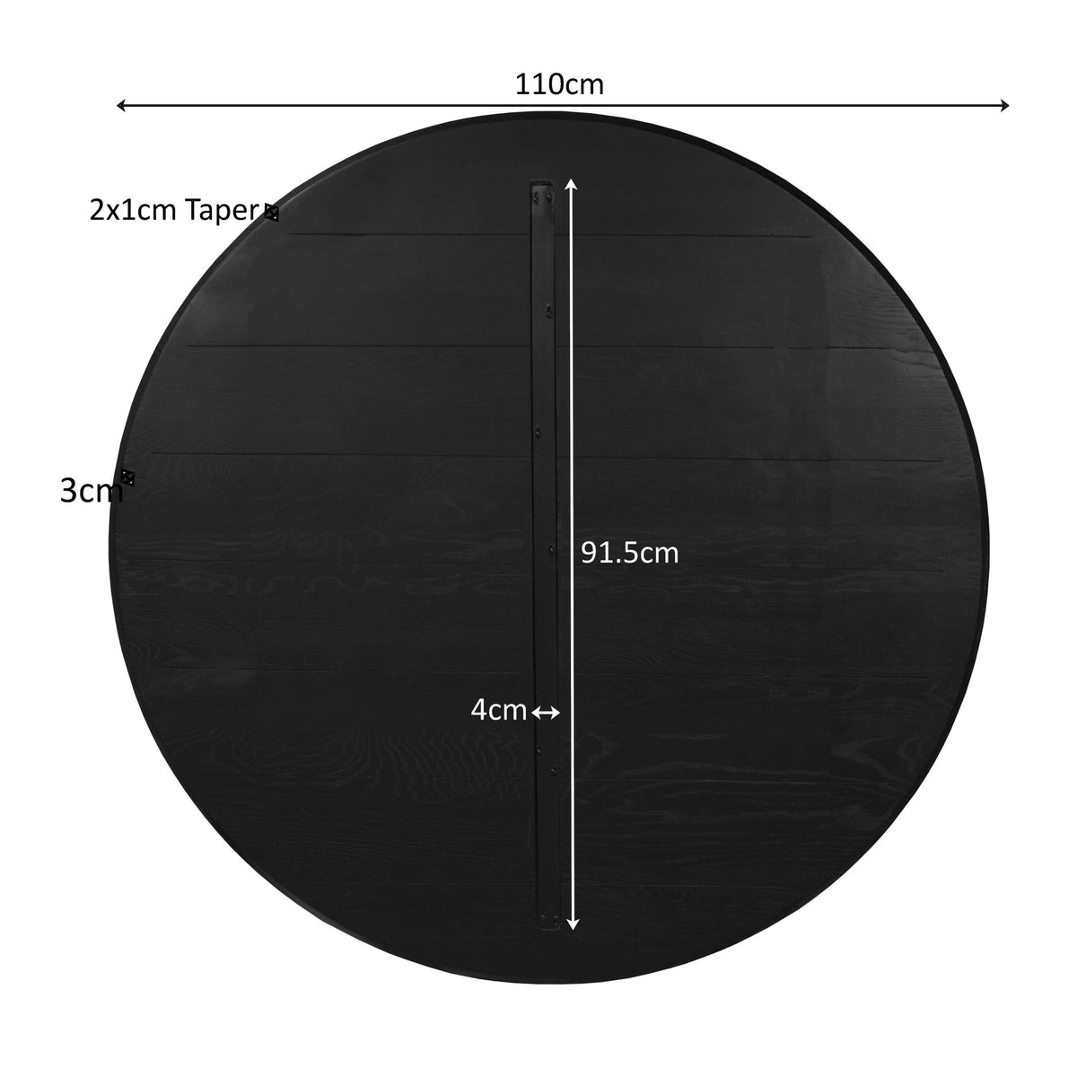 Tafelblad eik Ferris 110 cm zwart - STF