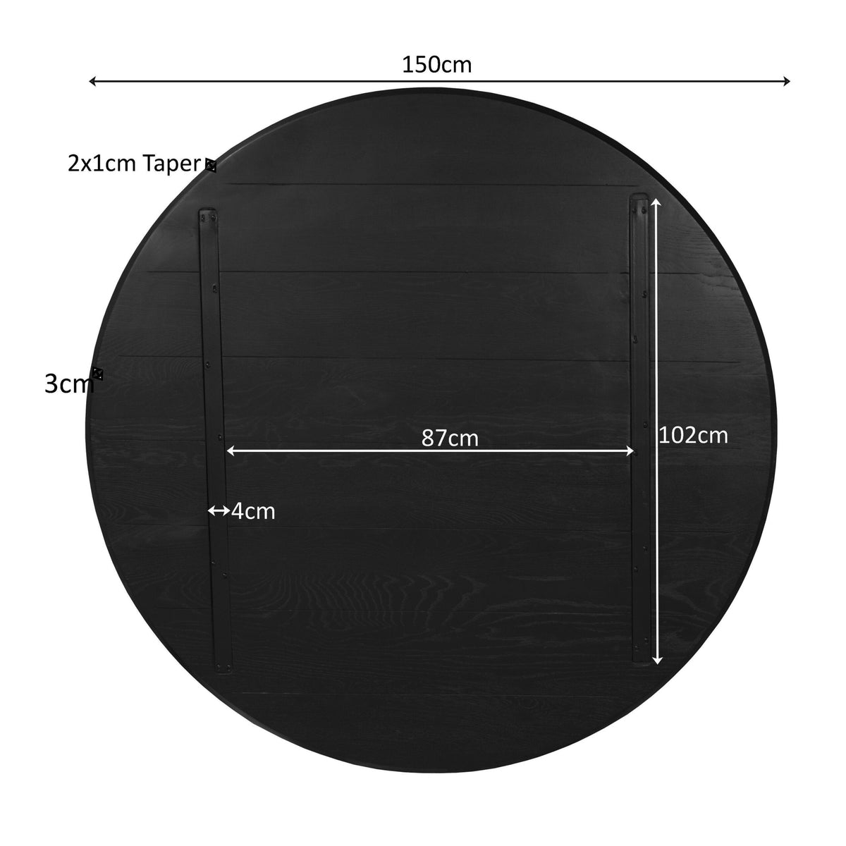 Tafelblad eik Ferris 150 cm zwart - STF