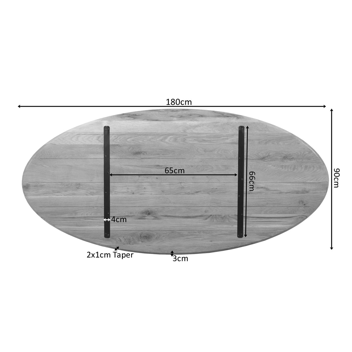 Tafelblad eik Ferris Ovaal 180 cm Naturel - STF