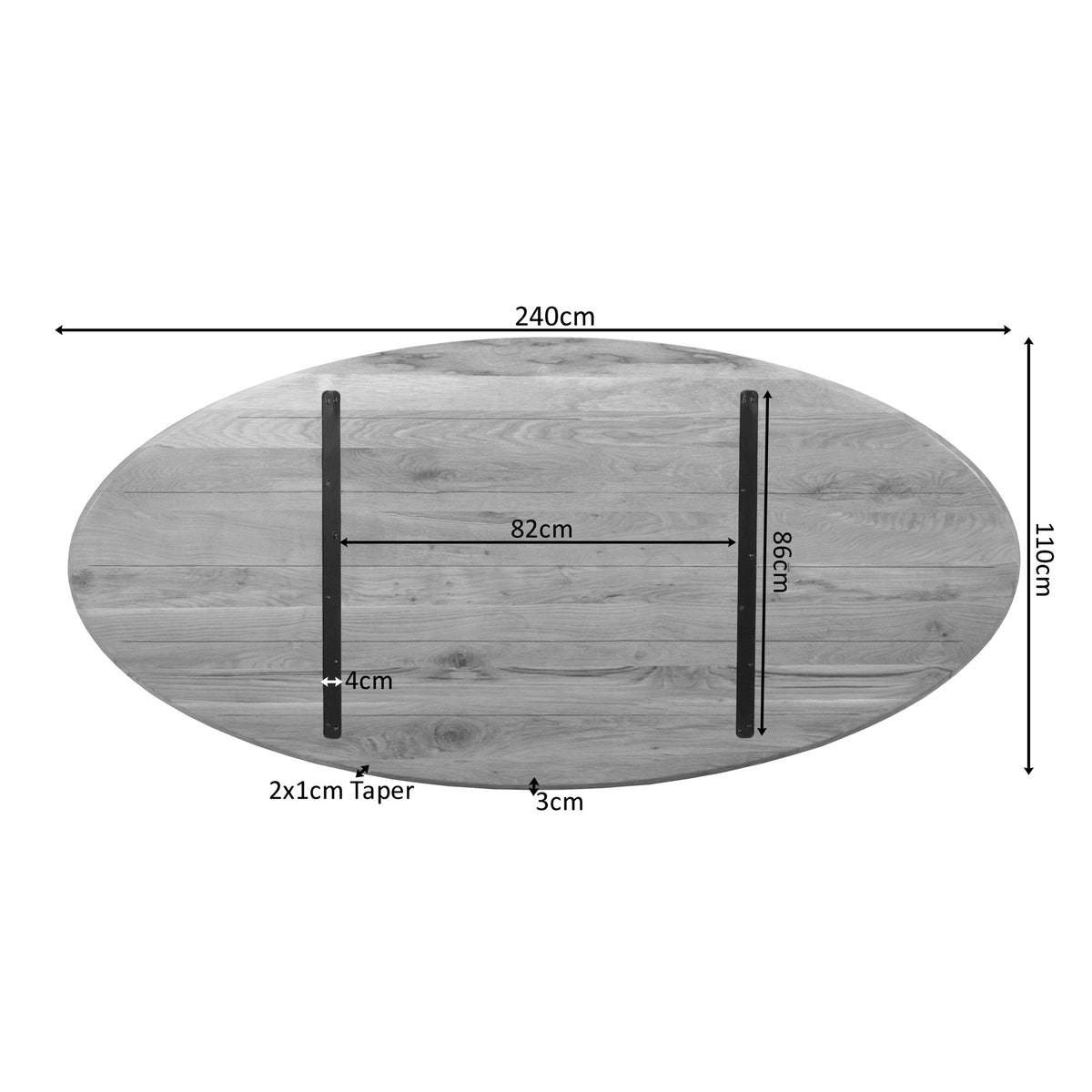 Tafelblad eik Ferris Ovaal 240 cm Naturel - STF