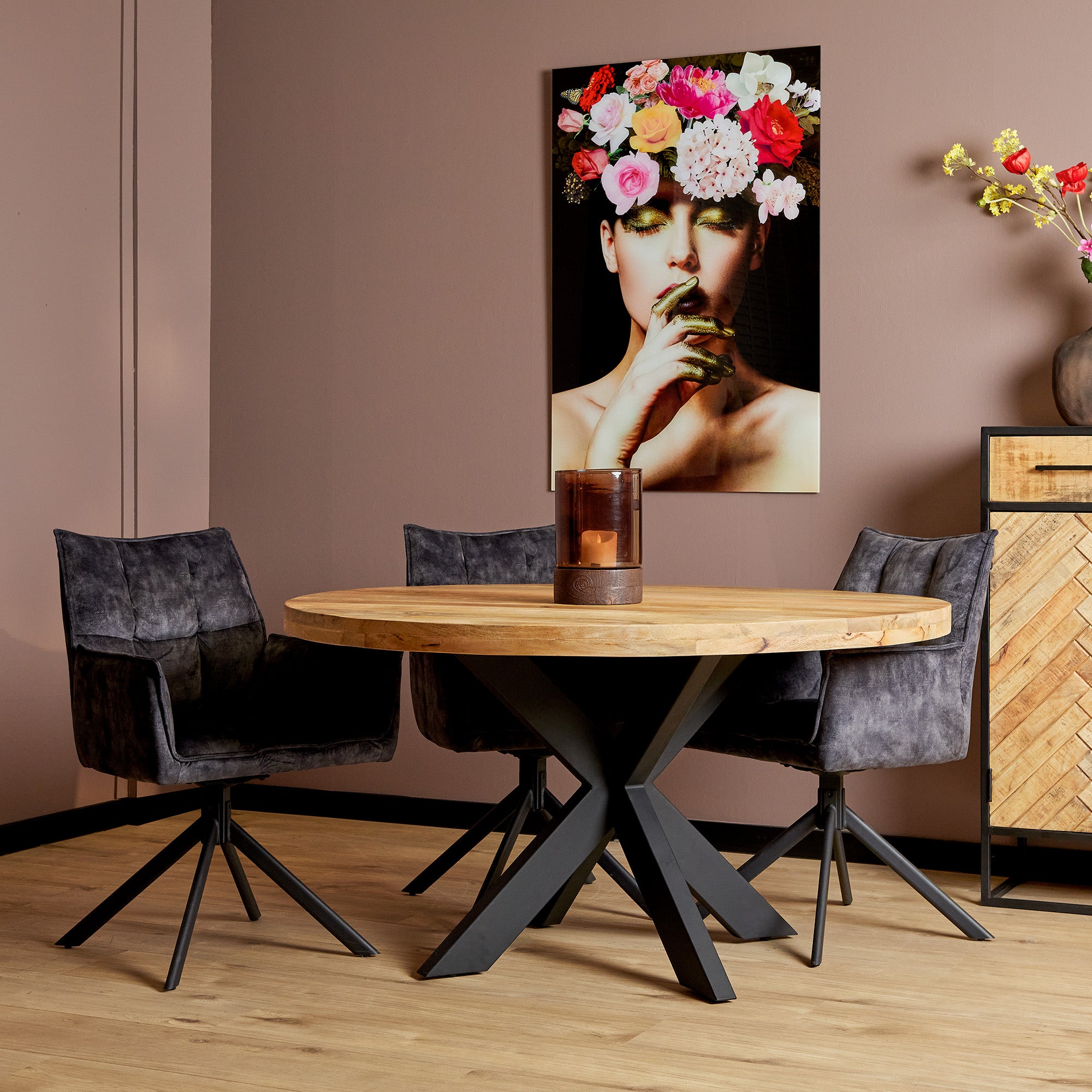 Eetkamertafel Denver | Rond | Mangohout | 120 cm - STF