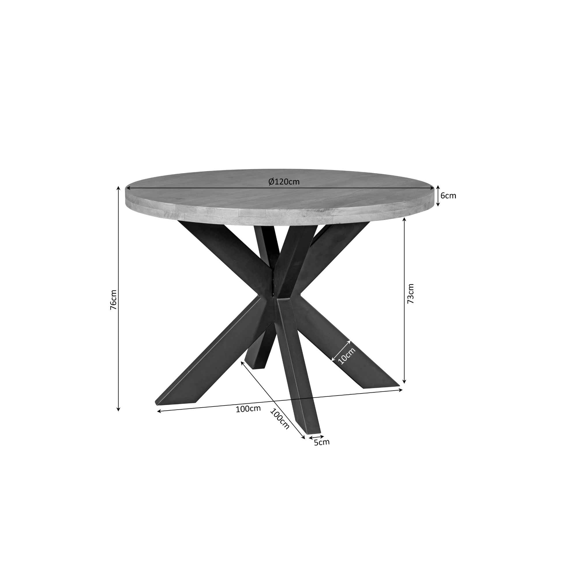 Eetkamertafel Denver | Rond | Mangohout | 120 cm - STF