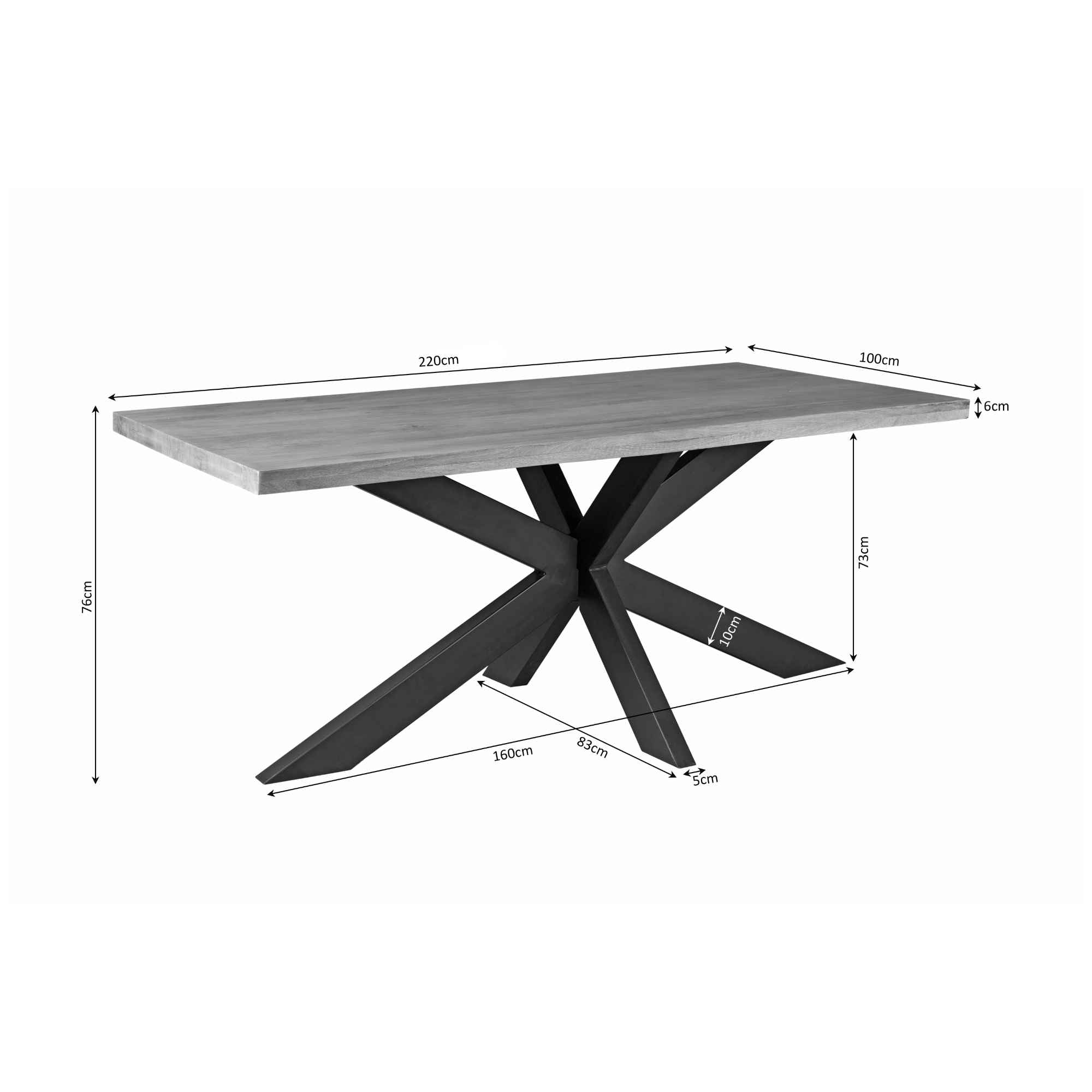 Eettafel Denver | Rechthoekige matrixpoot | 220 cm - STF