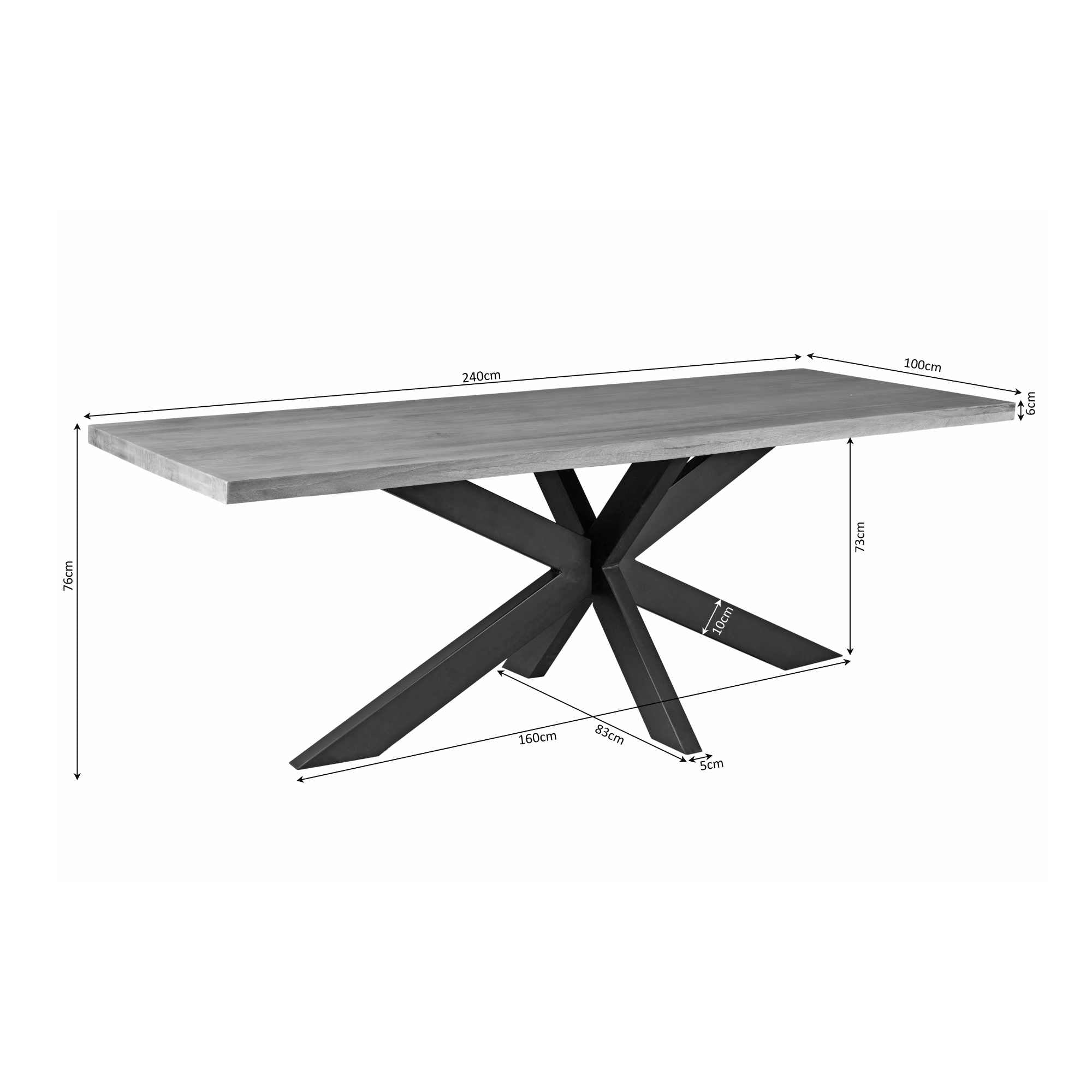 Eettafel Denver | Rechthoekige matrixpoot | 240 cm - STF