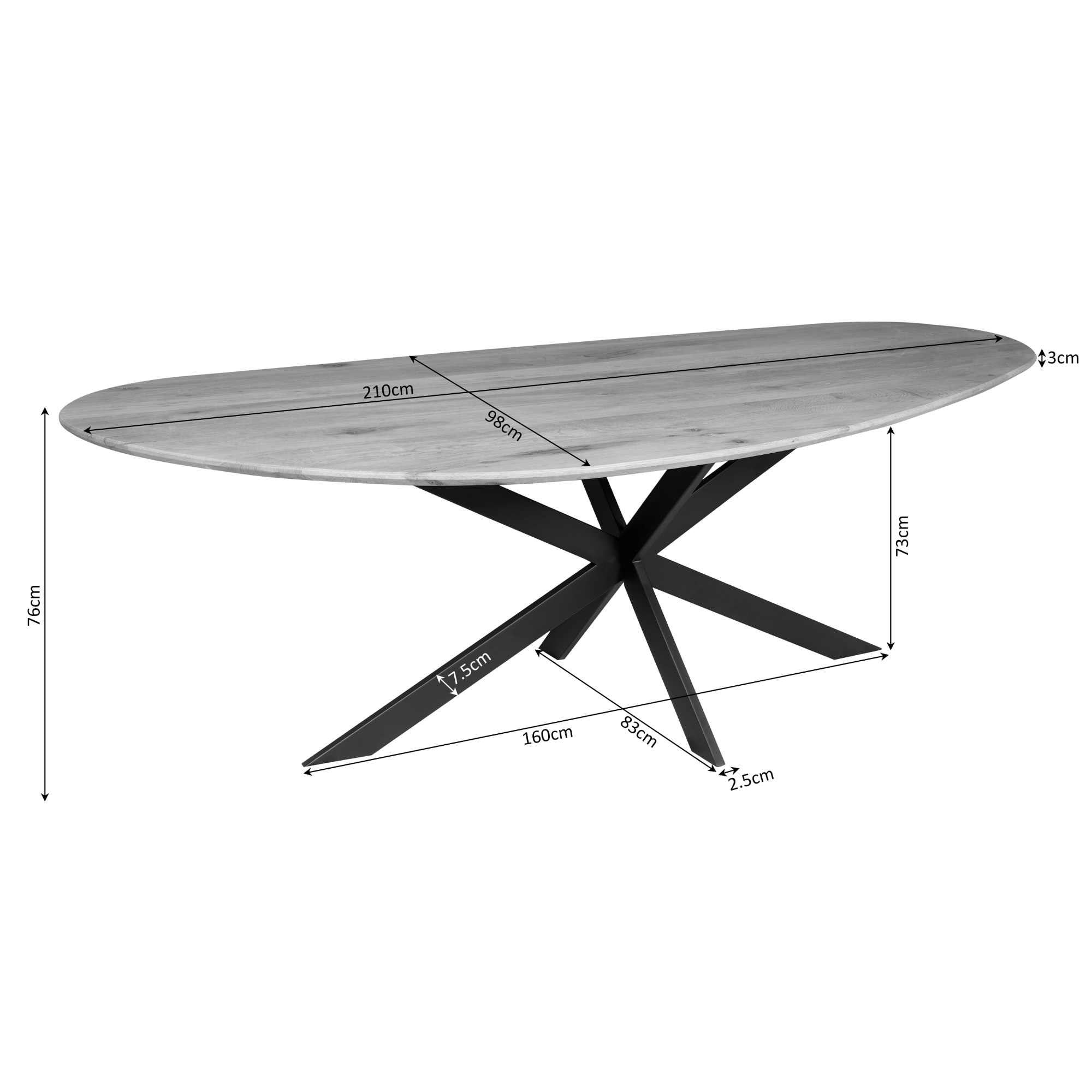 Eettafel Cloud | 210 cm | Eiken Bruin - STF