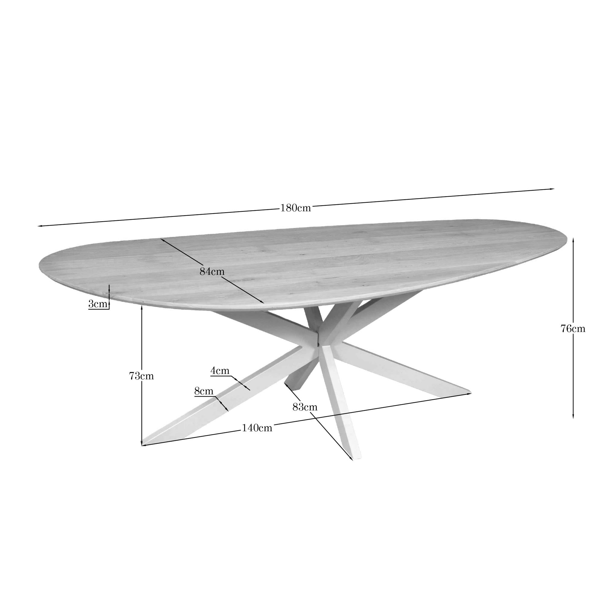 Eettafel Cloud | 180 cm | Eiken Naturel | Poot Zand - STF
