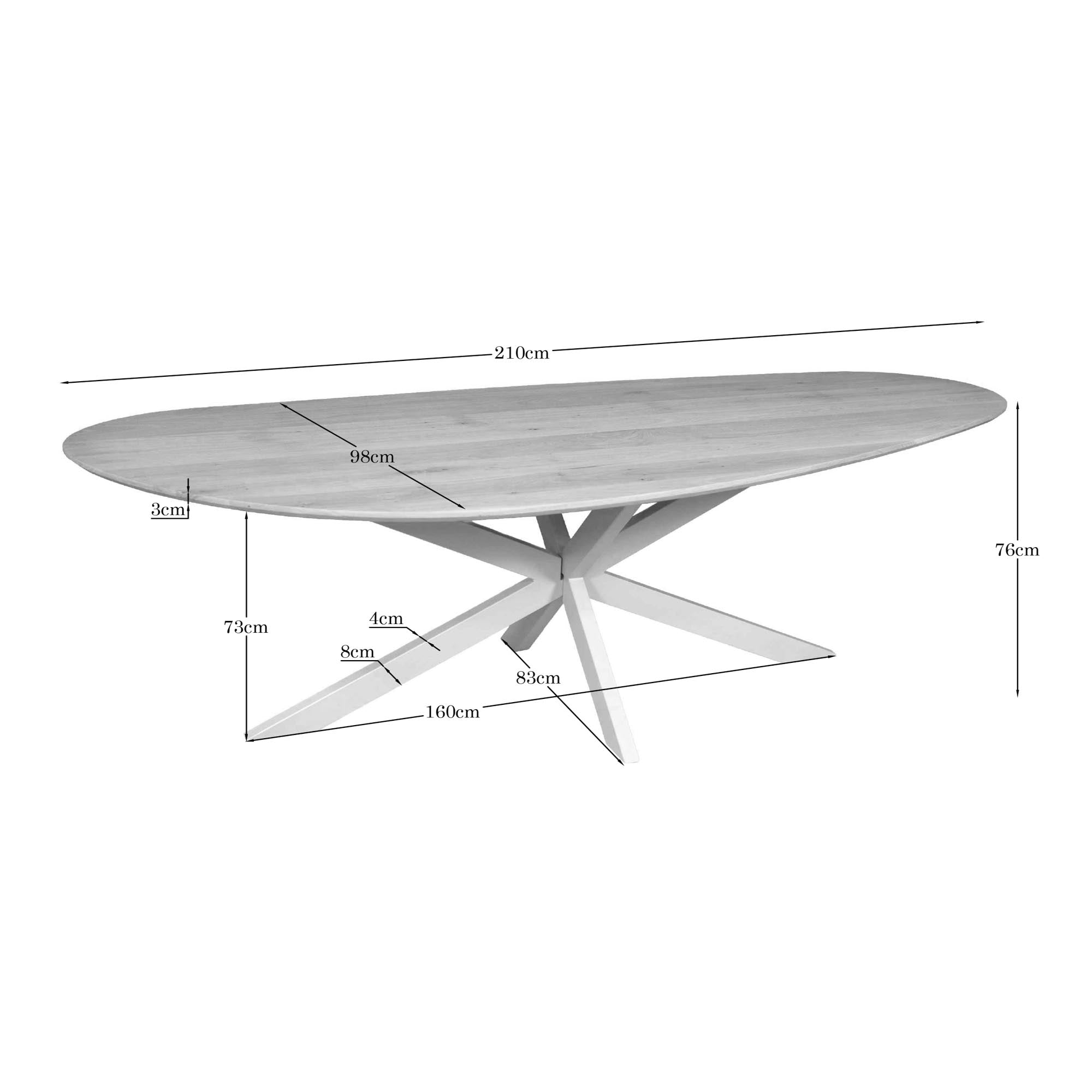 Eettafel Cloud | 210 cm | Eiken Naturel | Poot Zand - STF