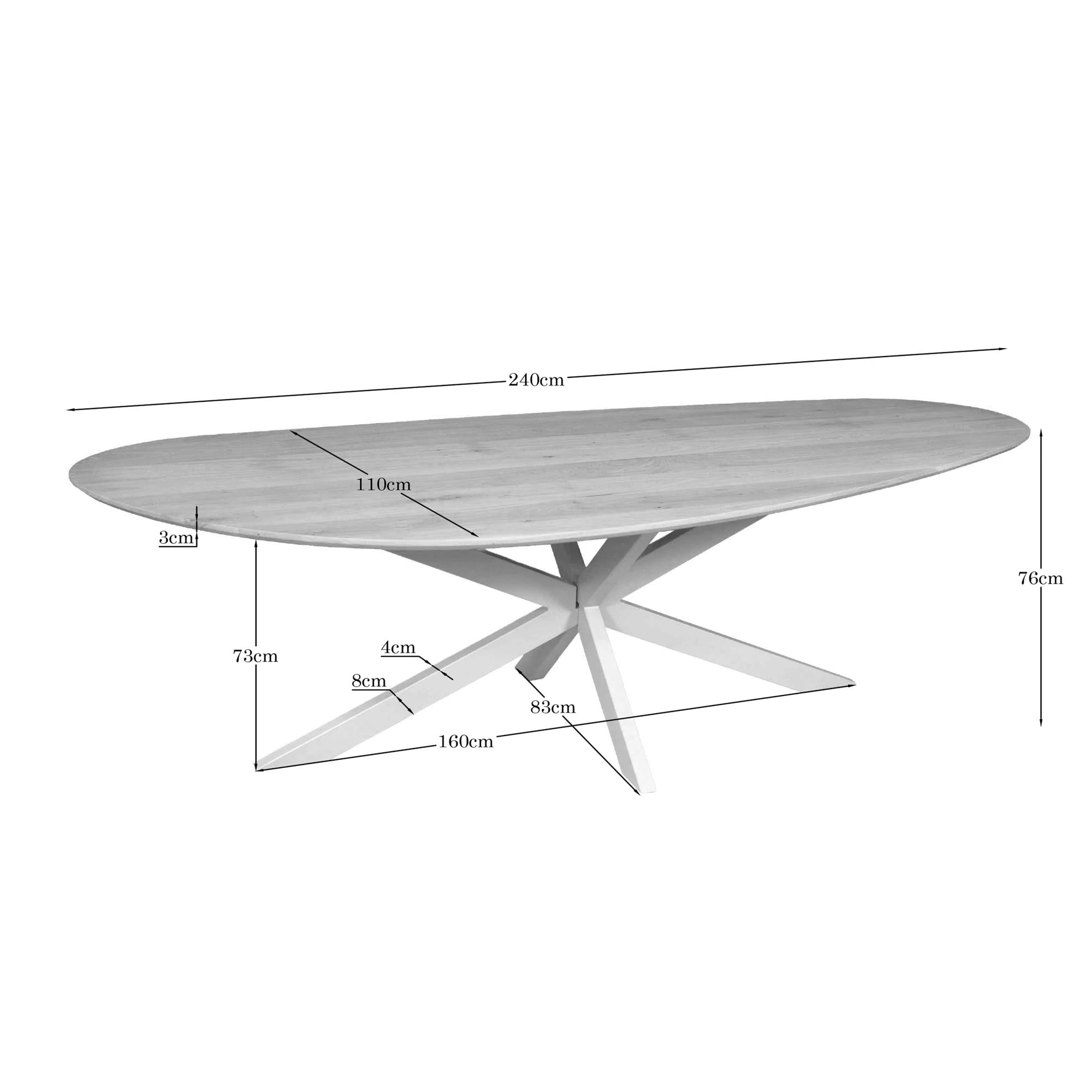 Eettafel Cloud | 240 cm | Eiken Naturel | Poot Zand - STF