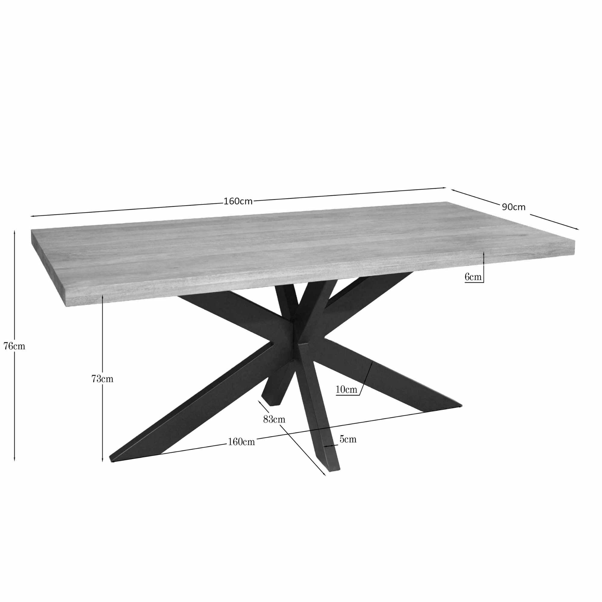 Eettafel Dakota | 160 cm | Rechthoek - STF