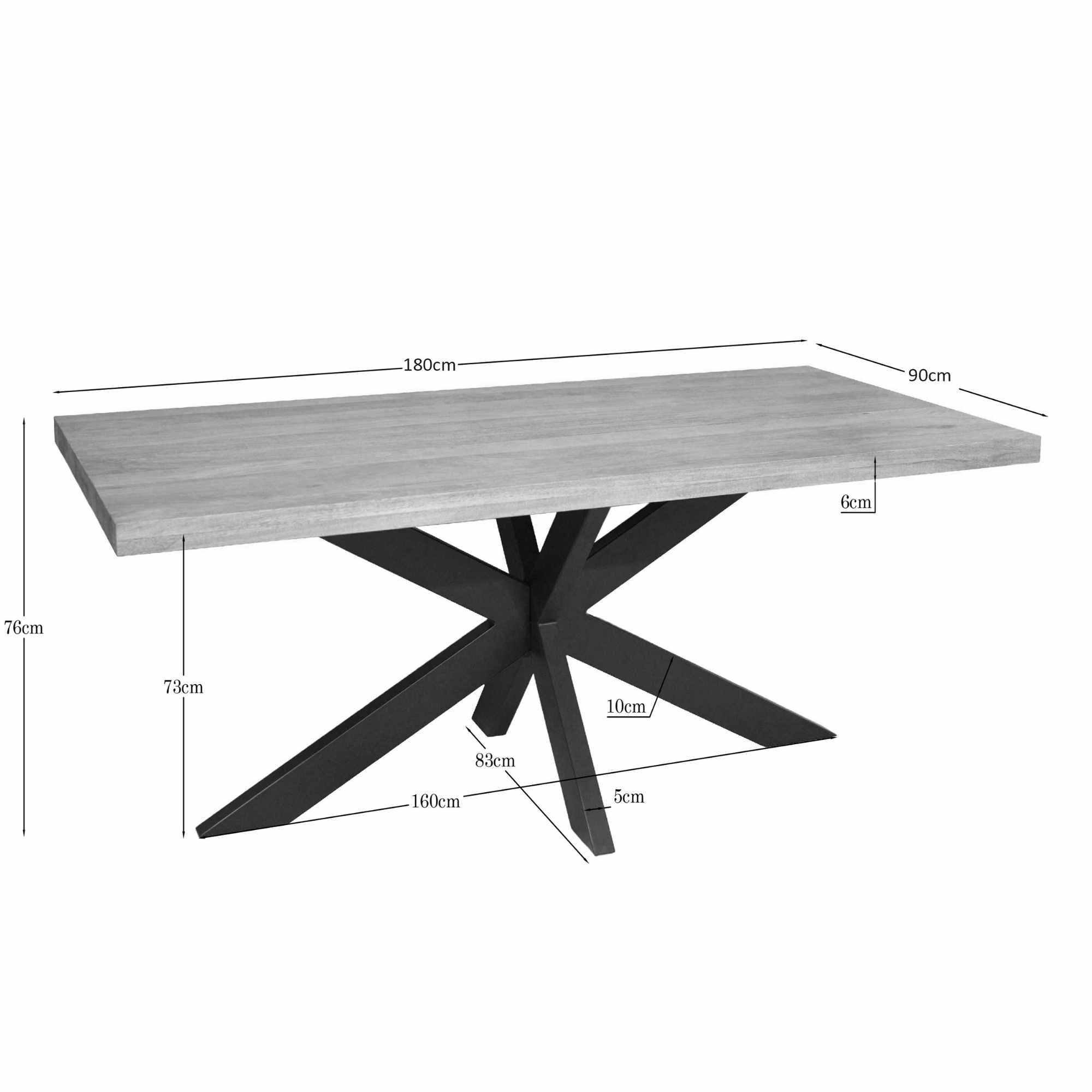 Eettafel Dakota | 180 cm | Rechthoek - STF