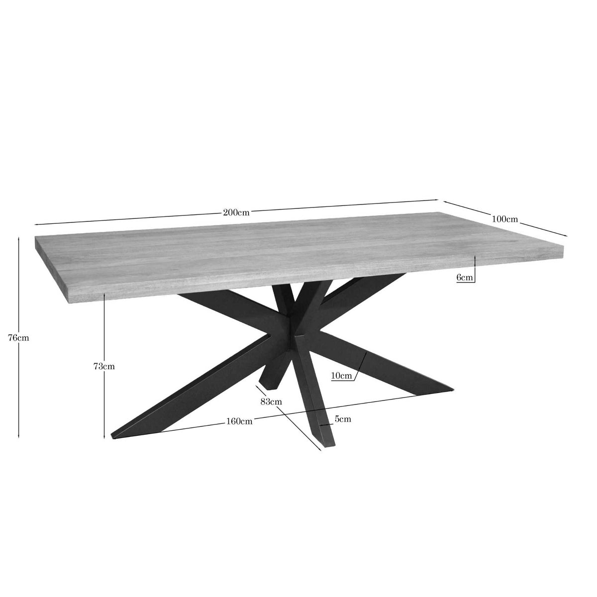 Eettafel Dakota | 200 cm | Rechthoek - STF