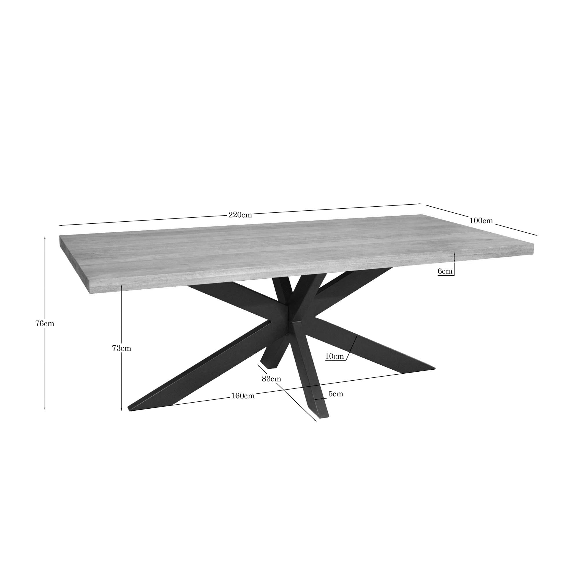 Eettafel Dakota | 220 cm | Rechthoekig - STF