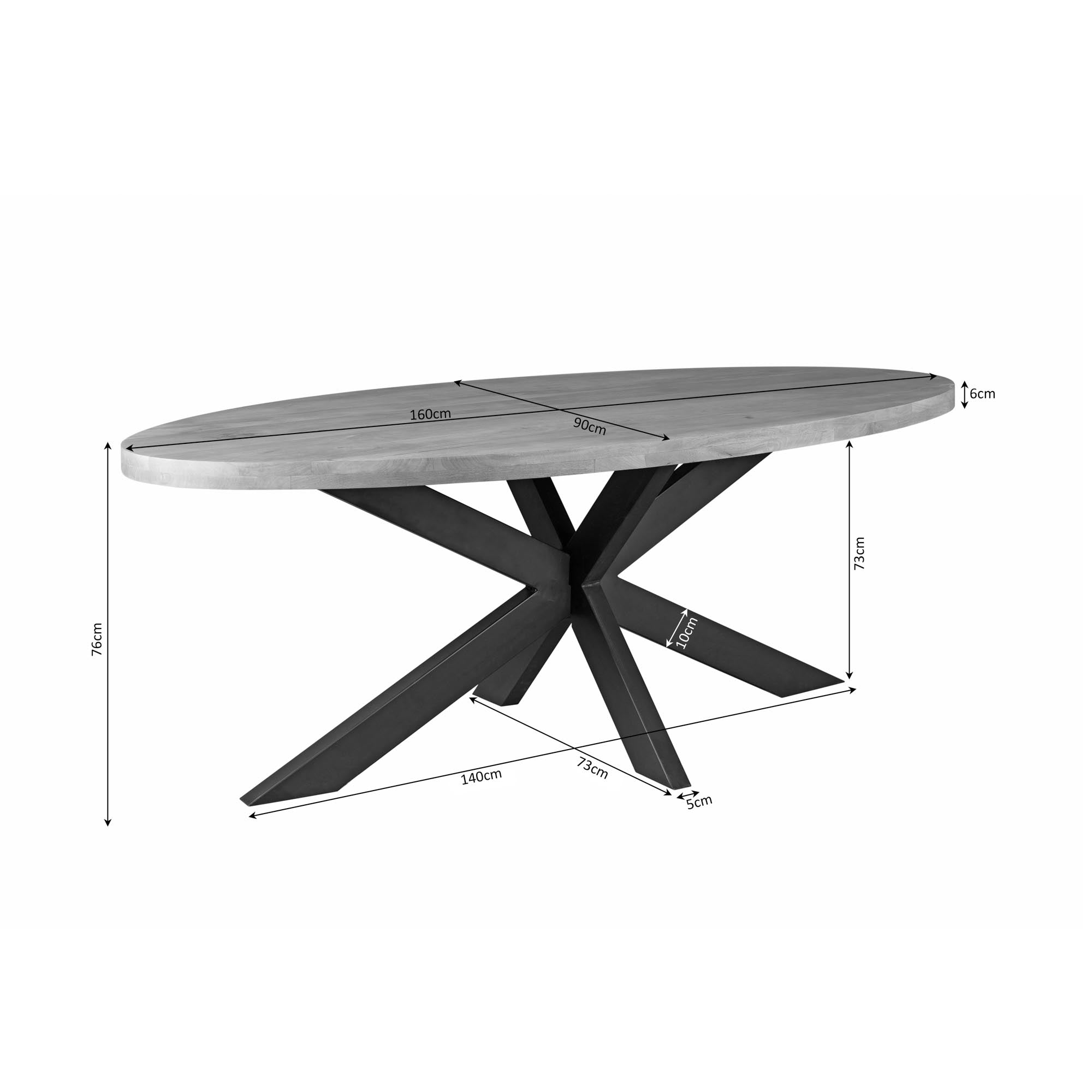 Eettafel Dakota | 160 cm | Ovaal - STF