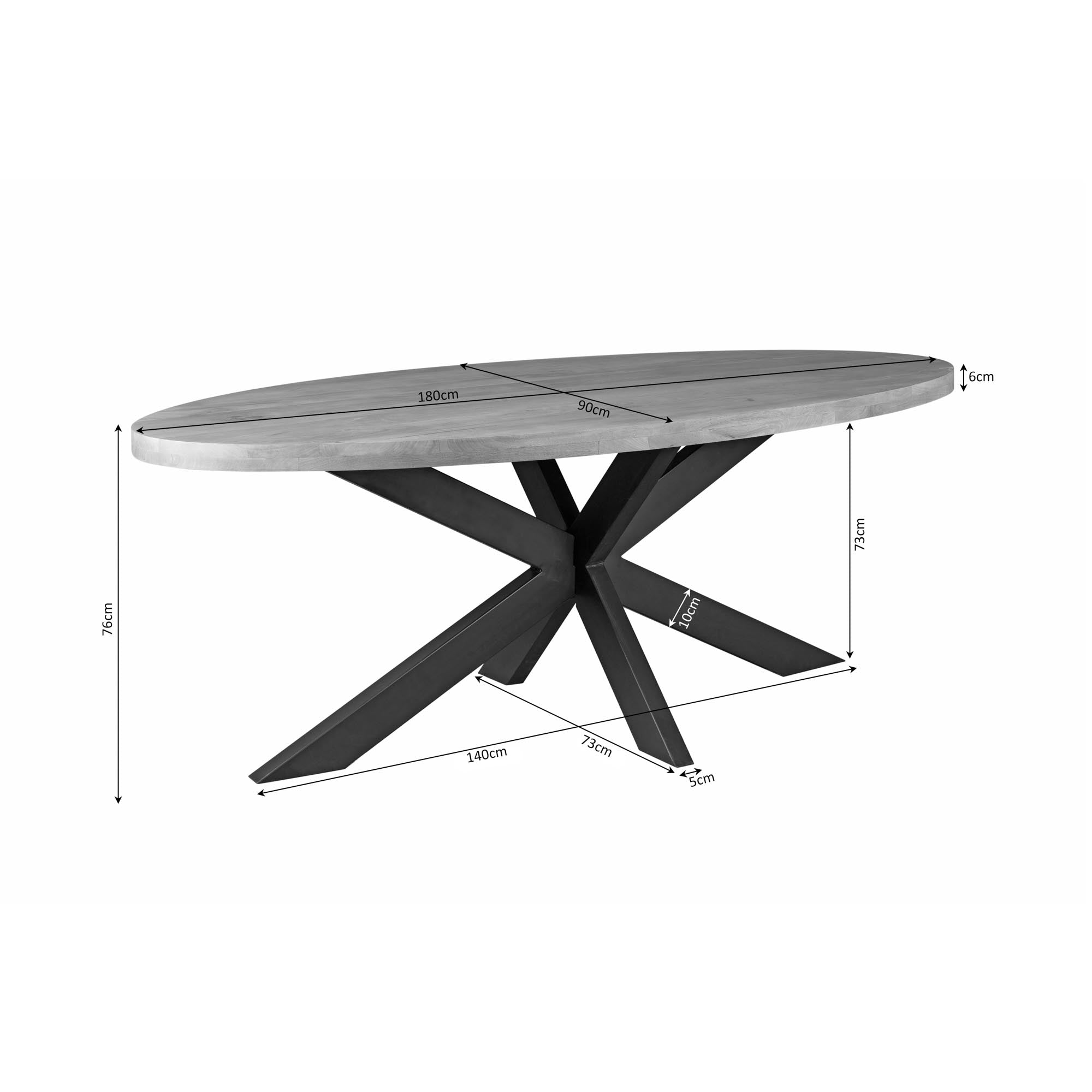 Eettafel Dakota | 180 cm | Ovaal - STF