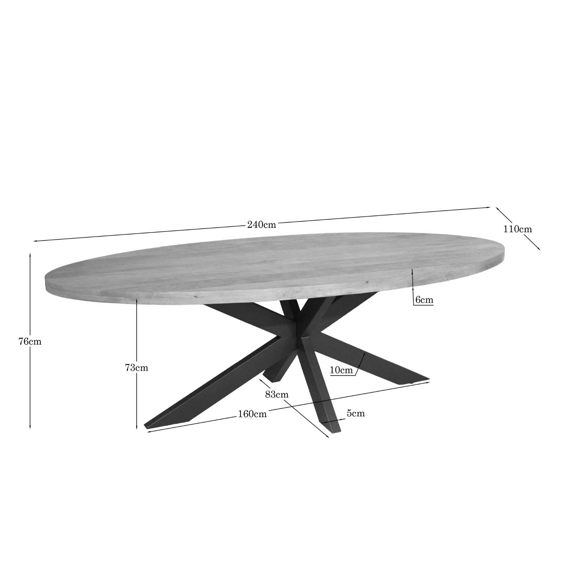 Eettafel Dakota | 240 cm | Ovaal - STF