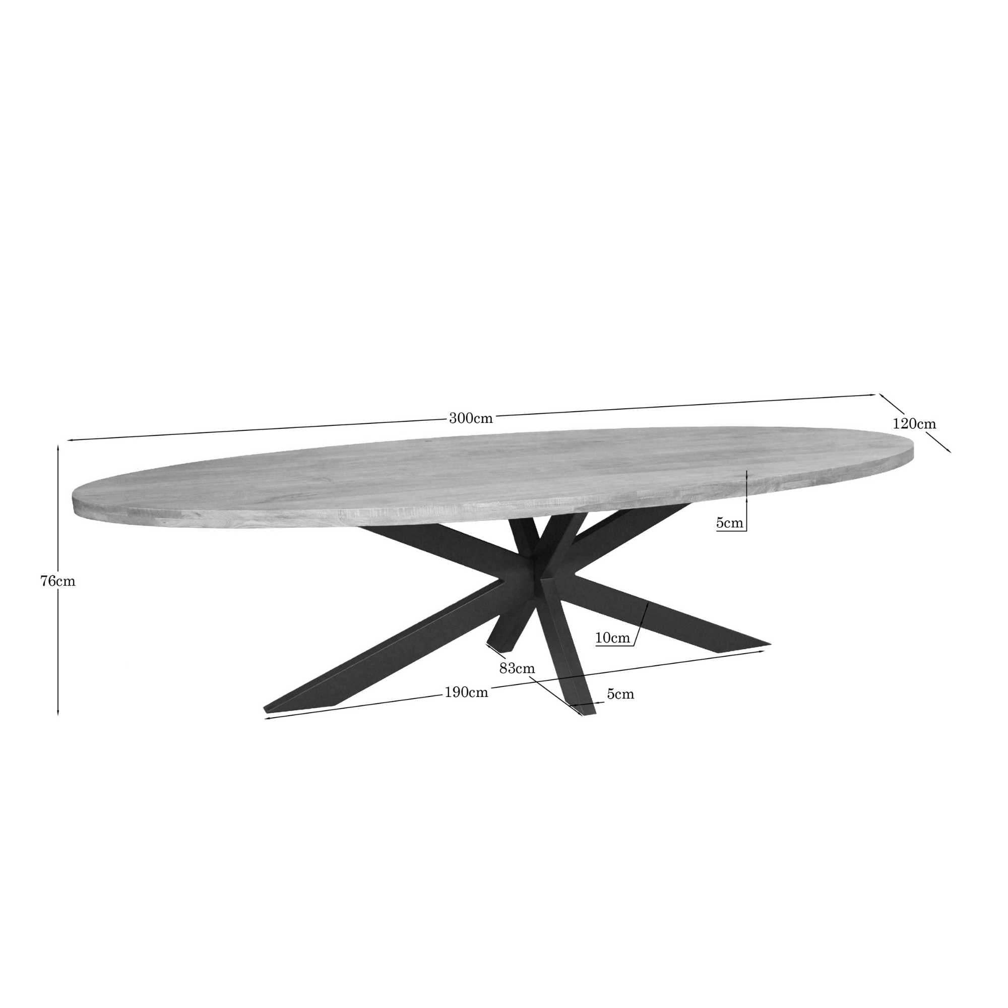 Eettafel Dakota | 300 cm | Ovaal - STF