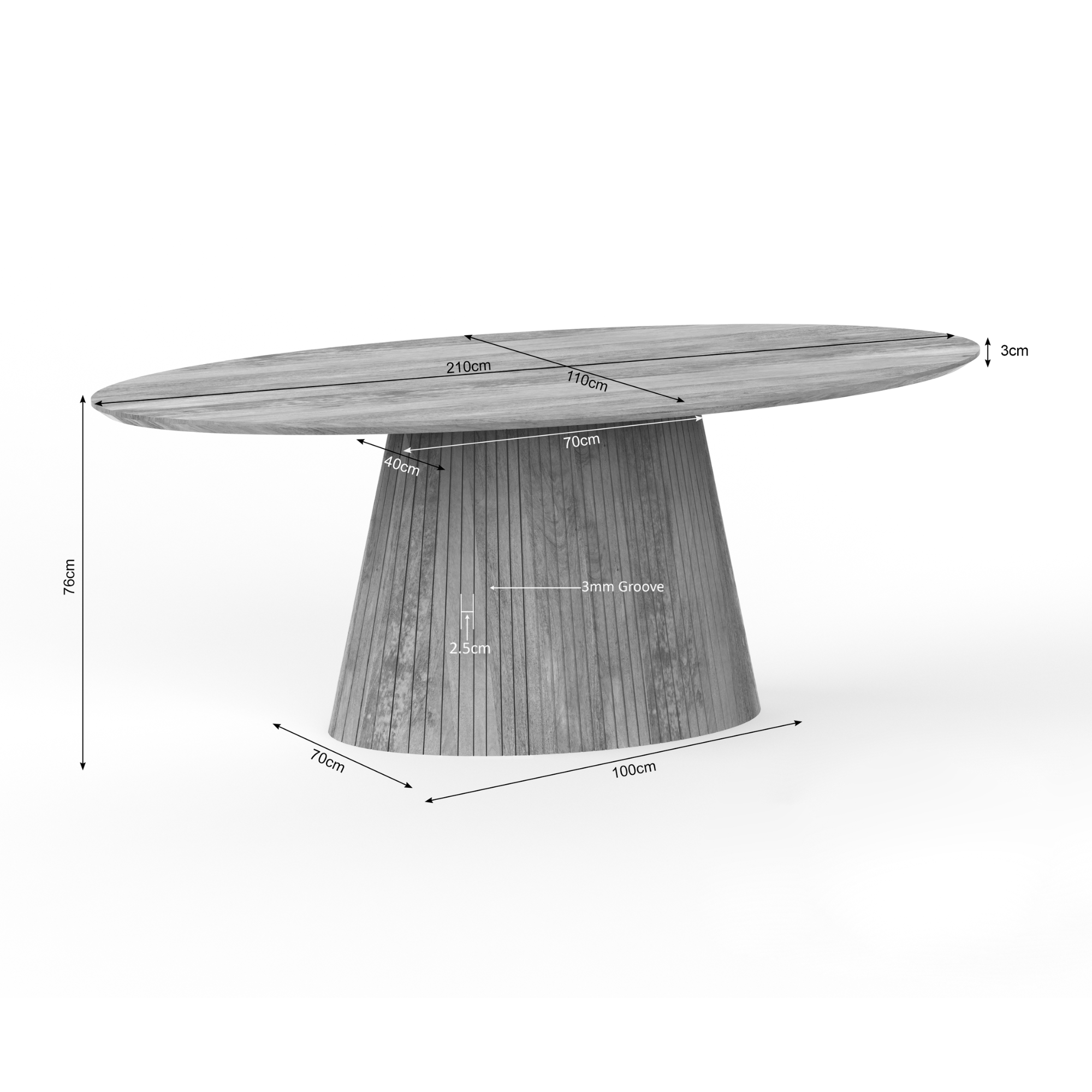 Eettafel Solana | 210 cm | Naturel | Ovaal - STF