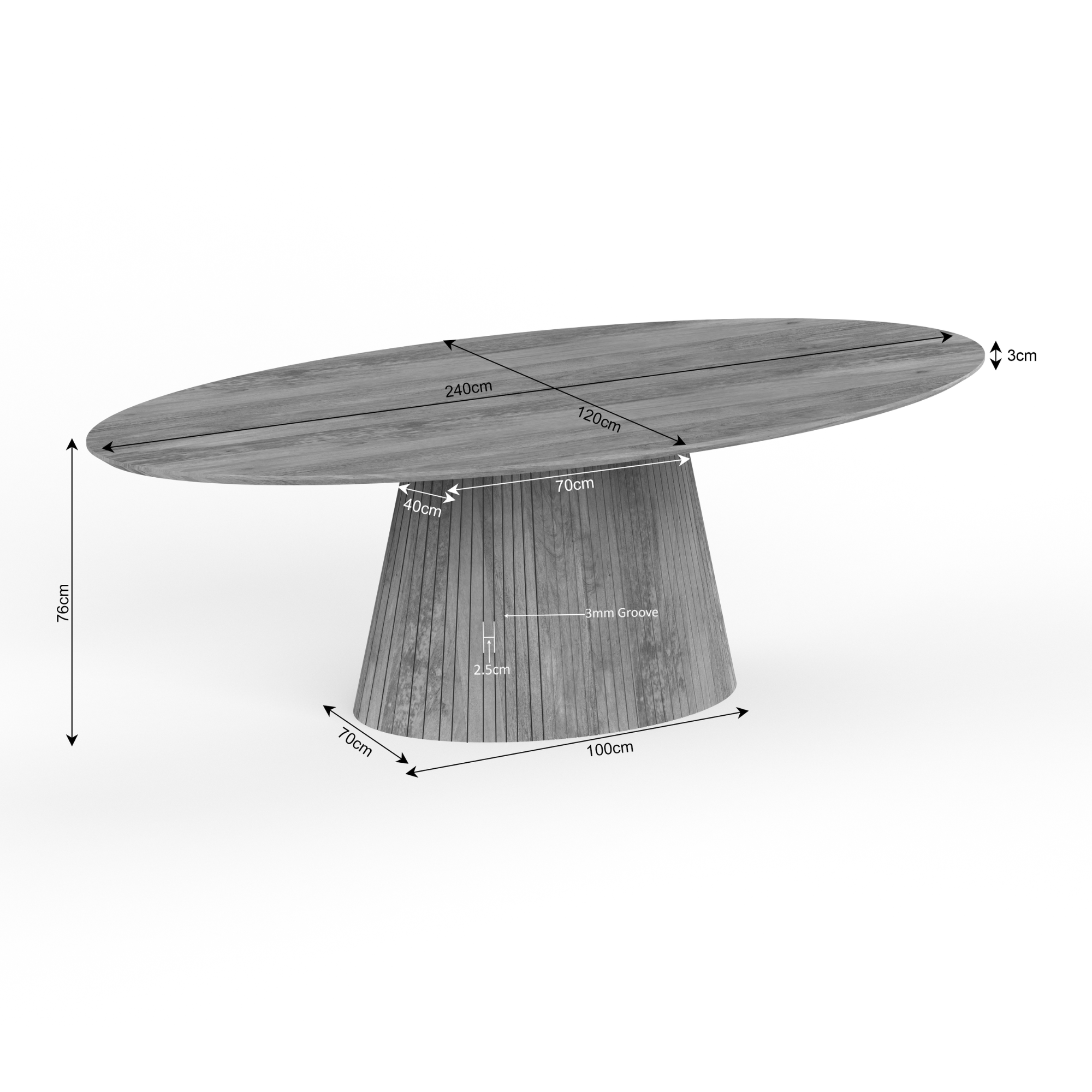 Eettafel Solana | 240 cm | Naturel | Ovaal - STF