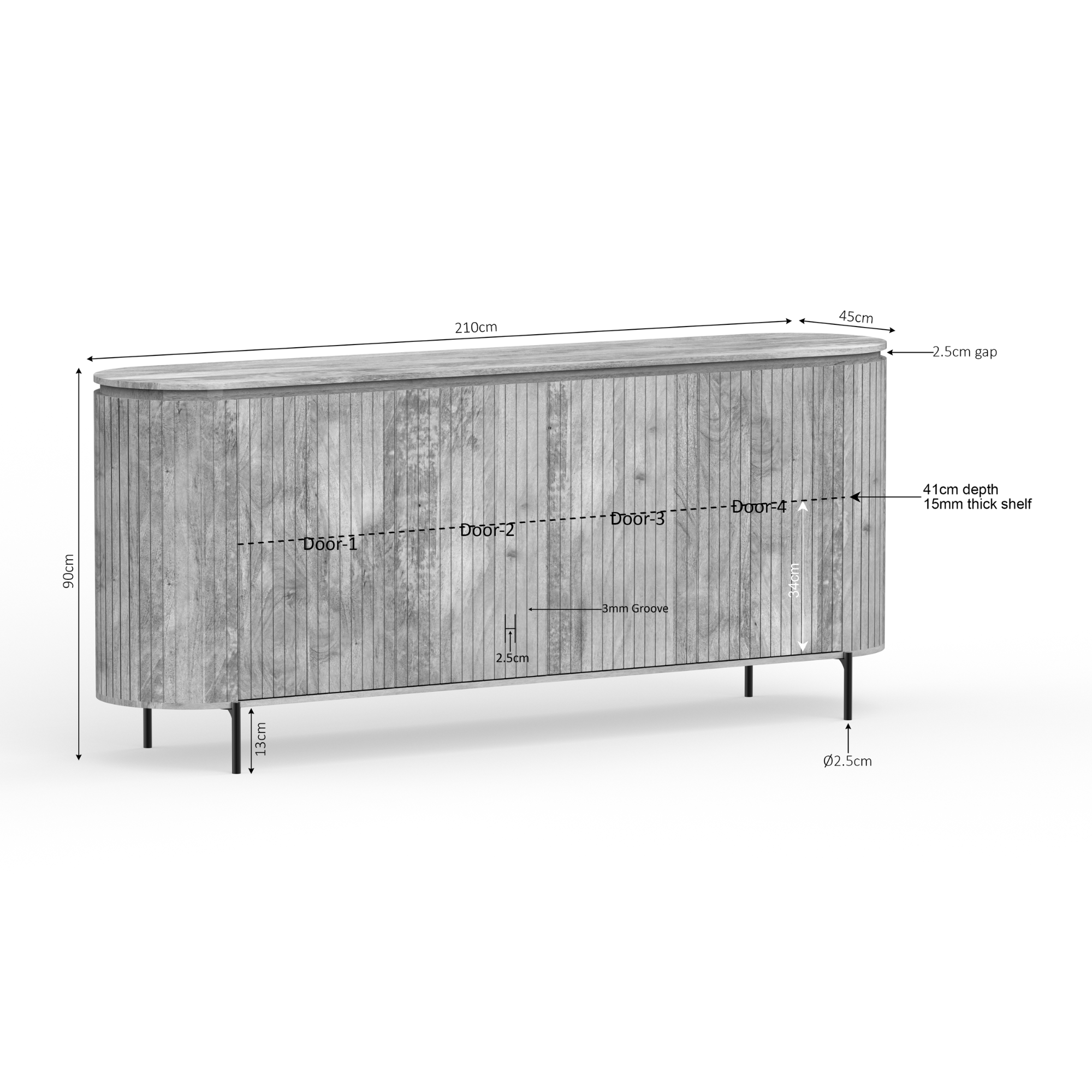Dressoir Solana | 210 cm | Naturel - STF