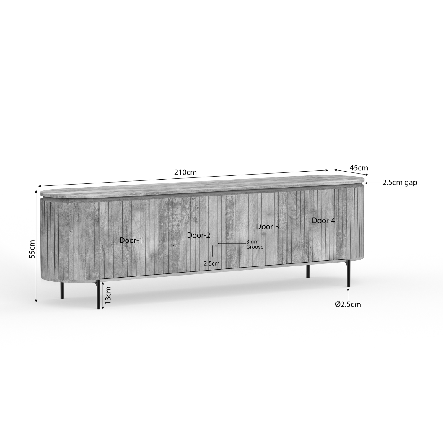 Tv meubel Solana | 210 cm | Naturel - STF