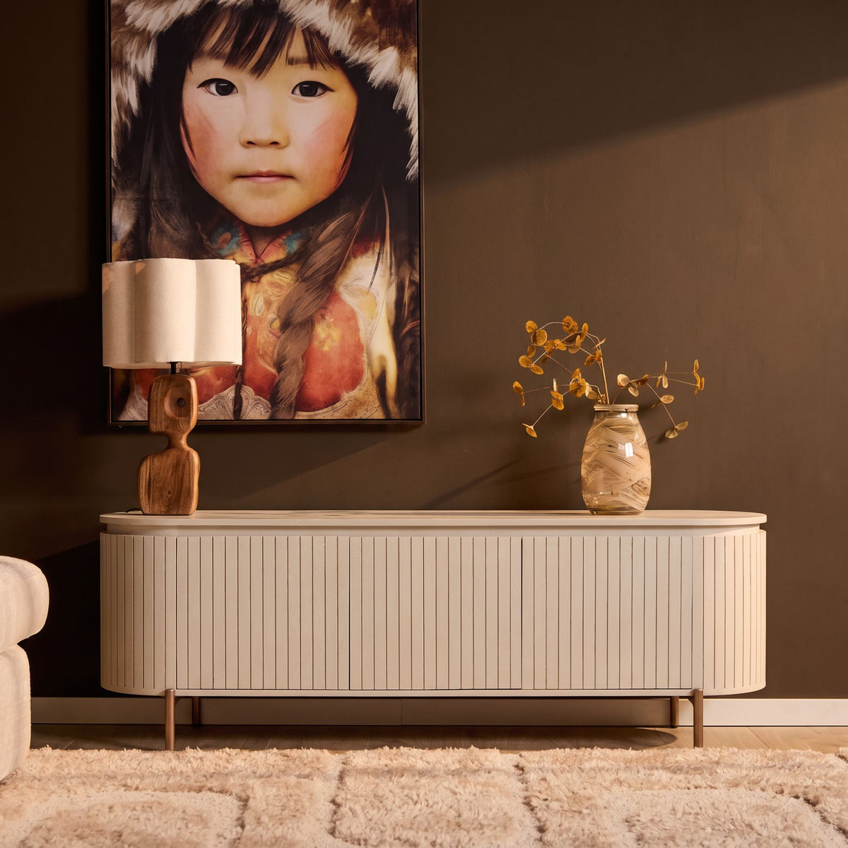 TV-meubel Solana zand mangohout 165 cm - STF