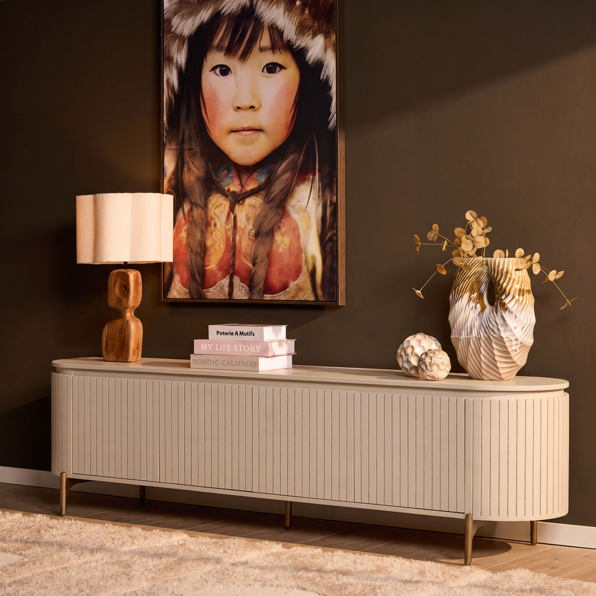Tv-meubel Solana zand mangohout 210 cm - STF