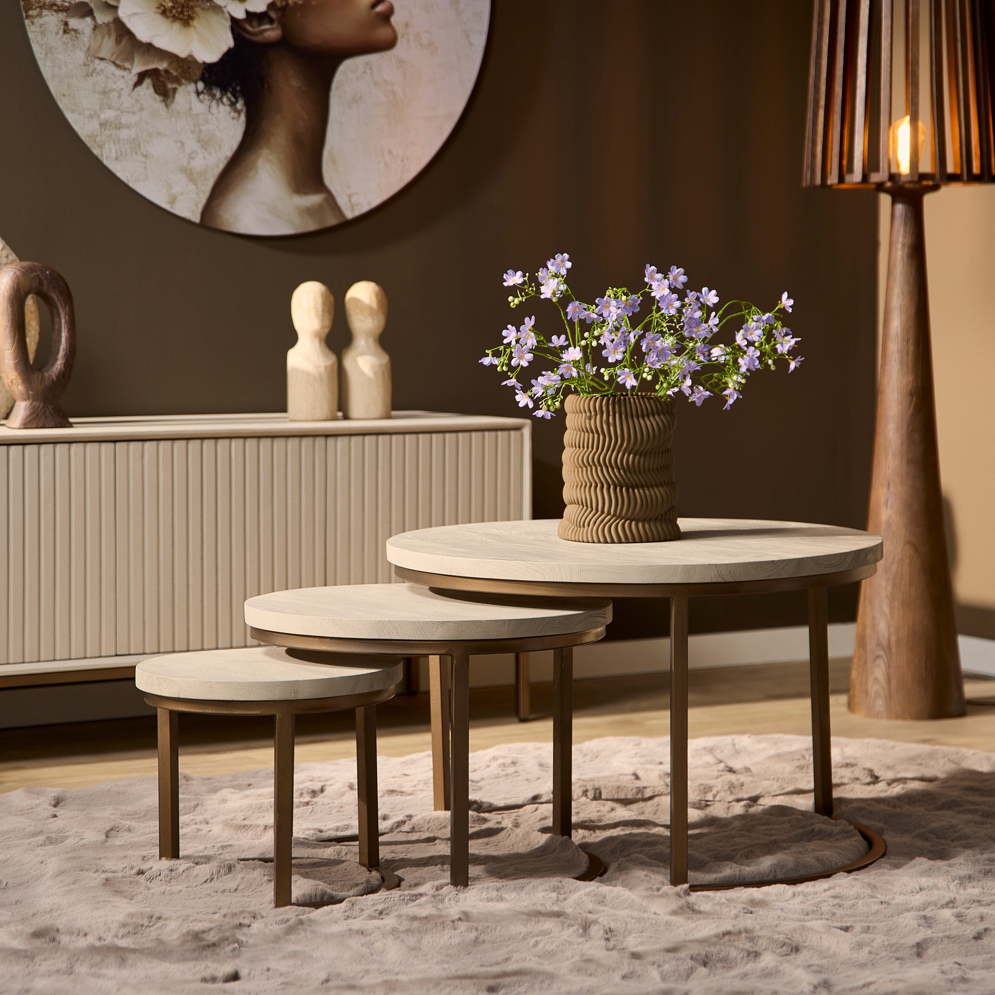 Salontafel Madison Zand | 70 cm | set van 3 - STF