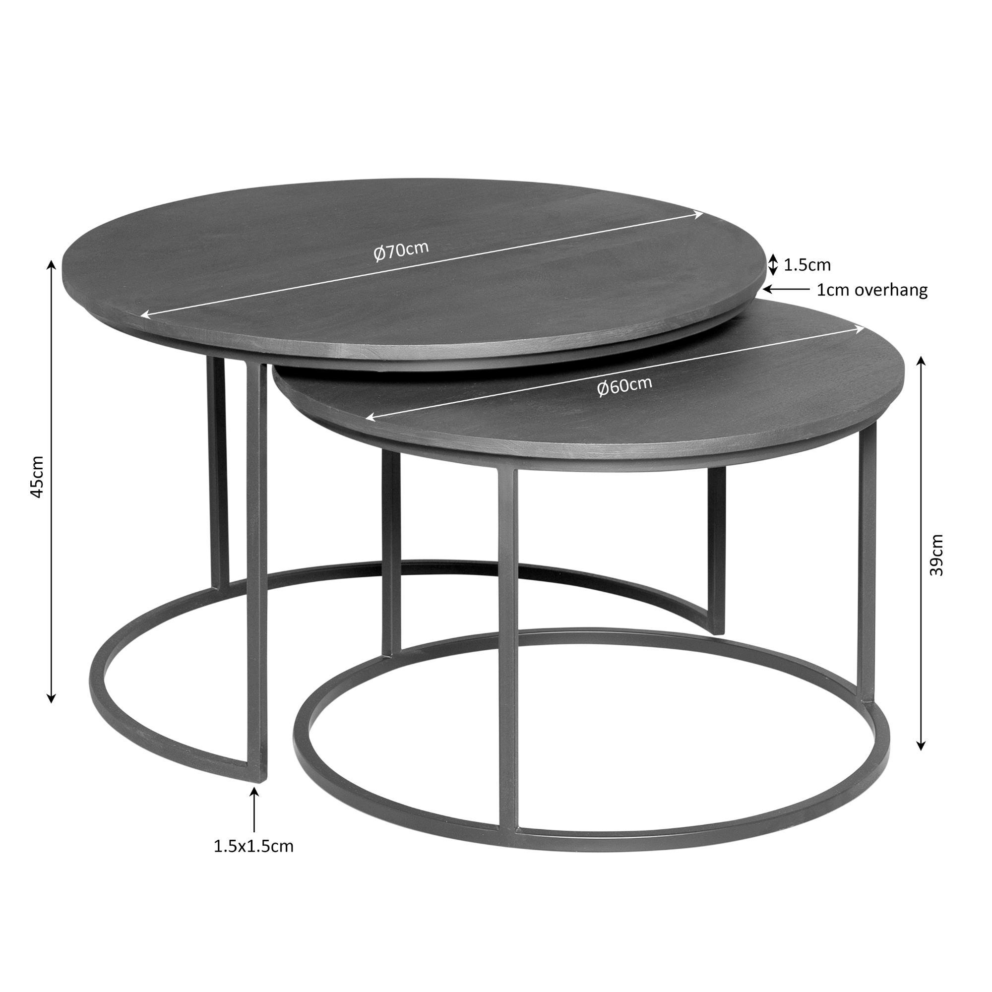 Salontafel Madison Naturel | 70 cm | Set van 2 - STF