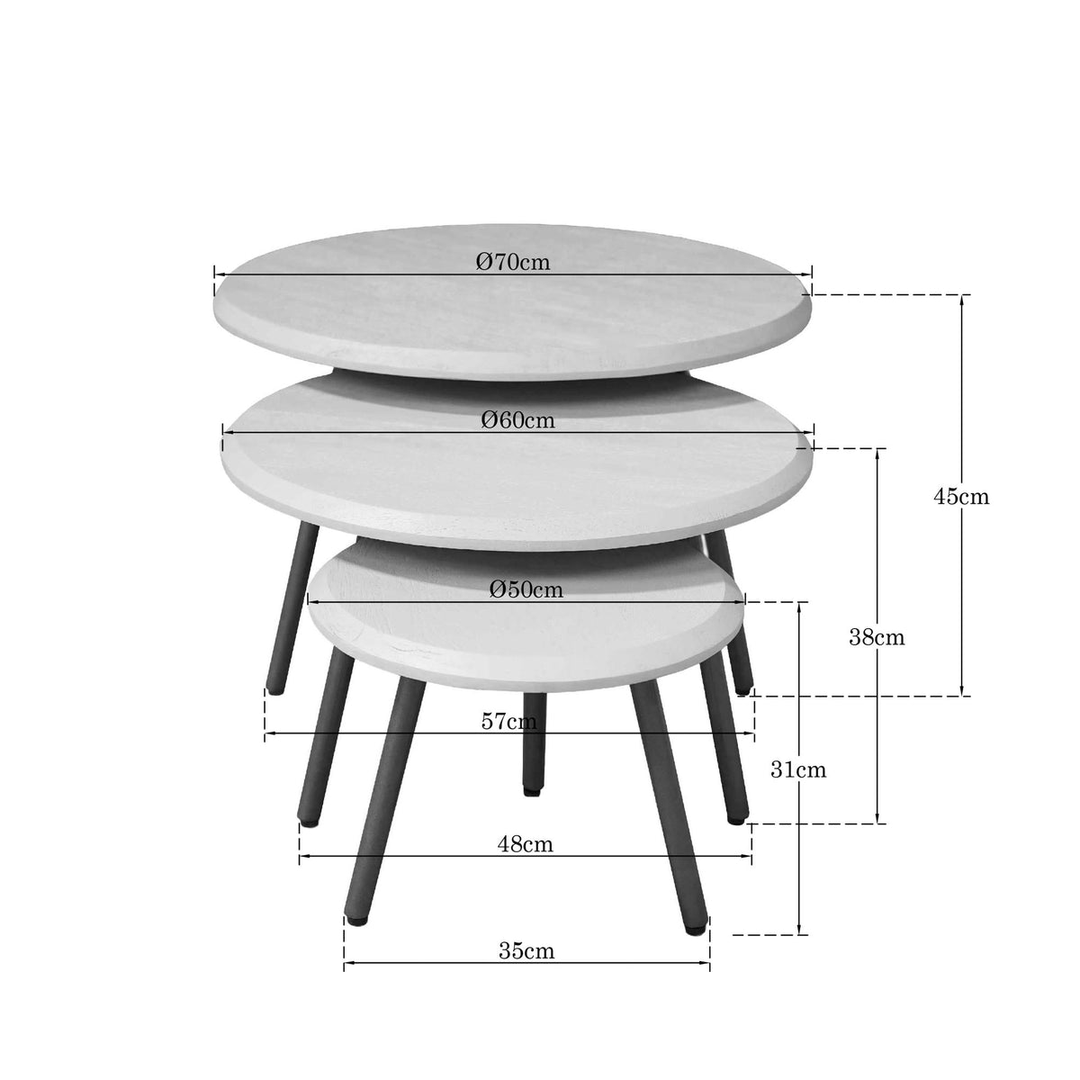 Ronde salontafelset Ohio Zand Mangohout 70 cm - STF