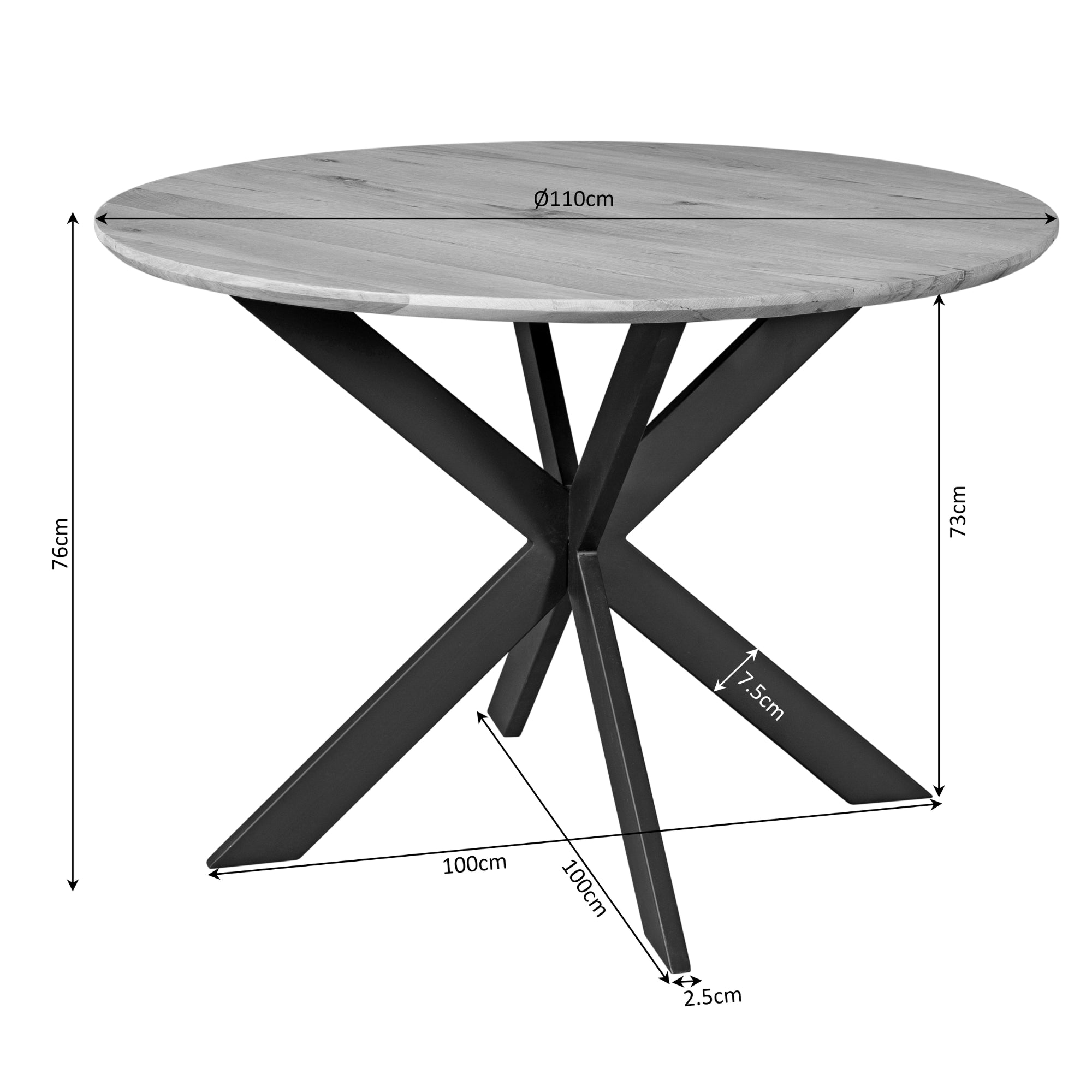 Table de salle à manger en chêne Ferris | Ronde 110 cm | Naturel - STF