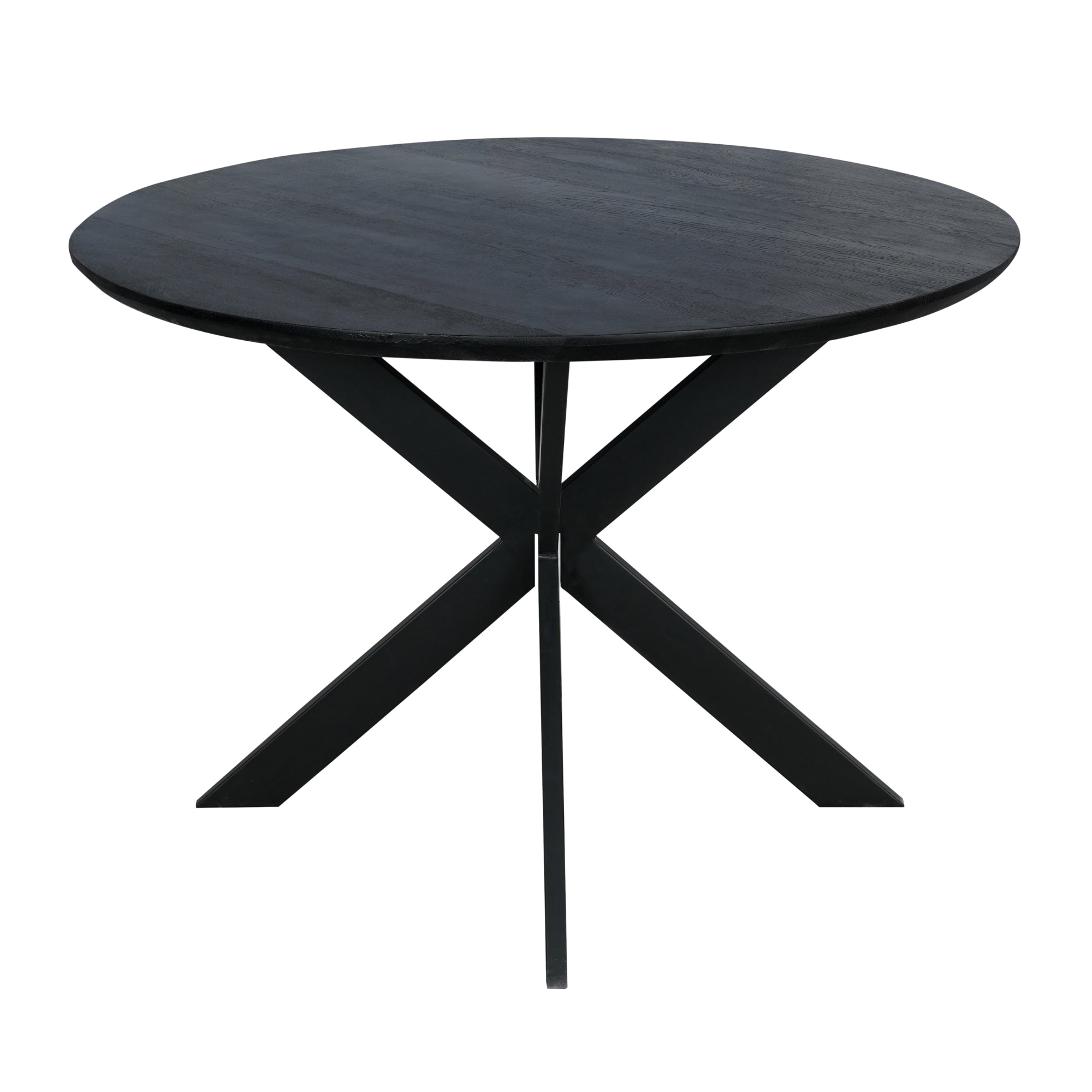 Eiken eettafel Ferris | Rond 110 cm | Zwart - STF
