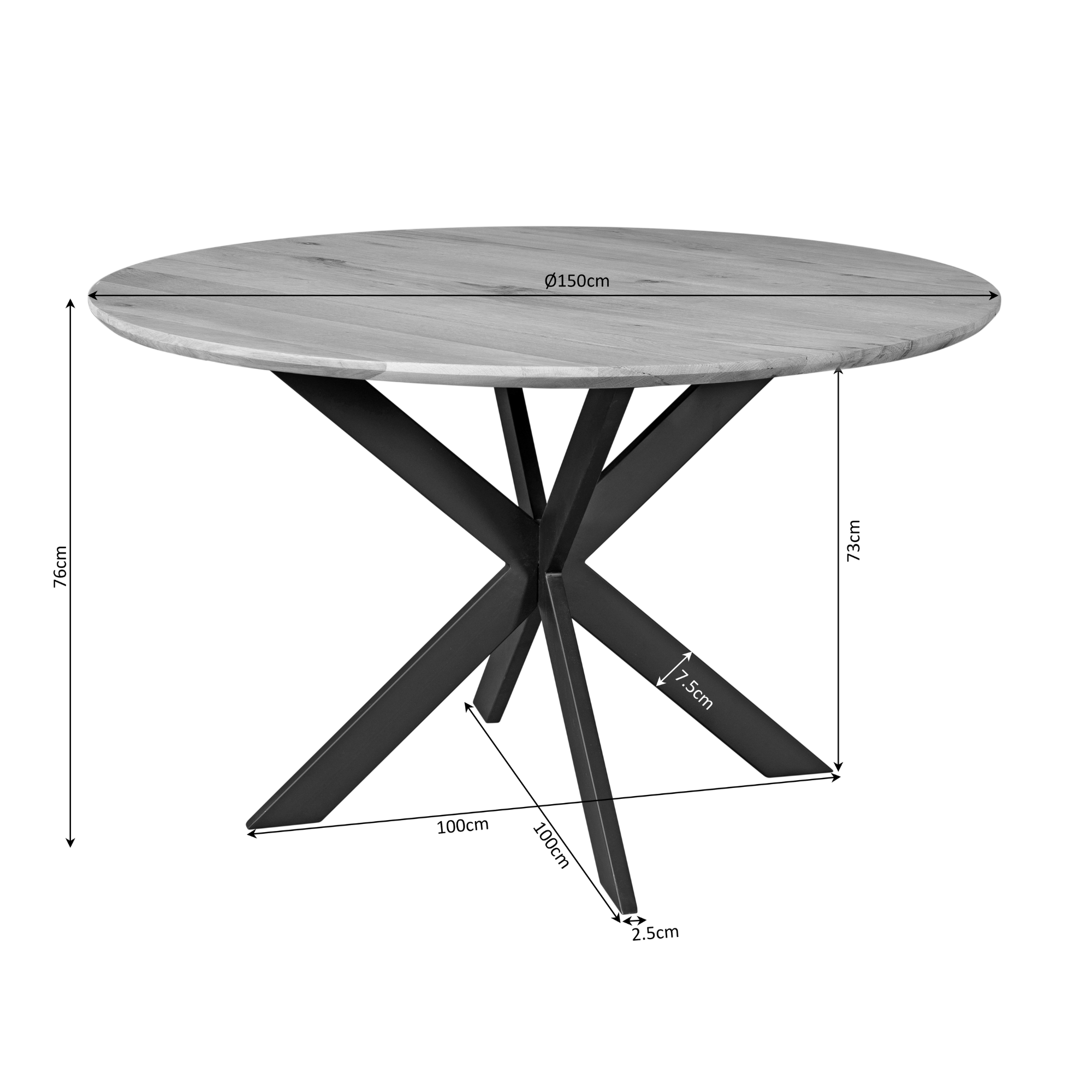 Eiken eettafel Ferris | Rond 150 cm | Naturel - STF