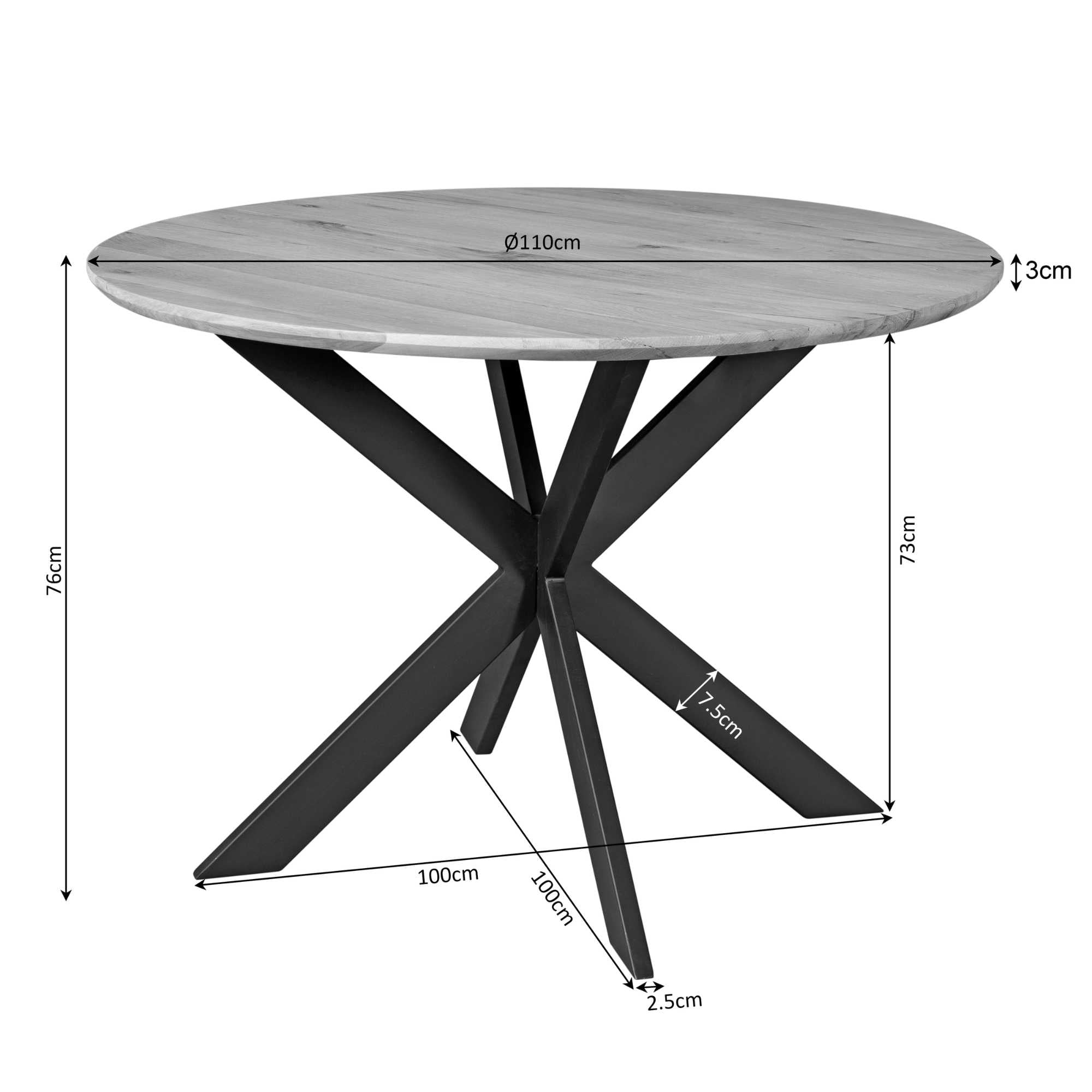 Eiken eettafel Ferris | Rond 110 cm | Bruin - STF