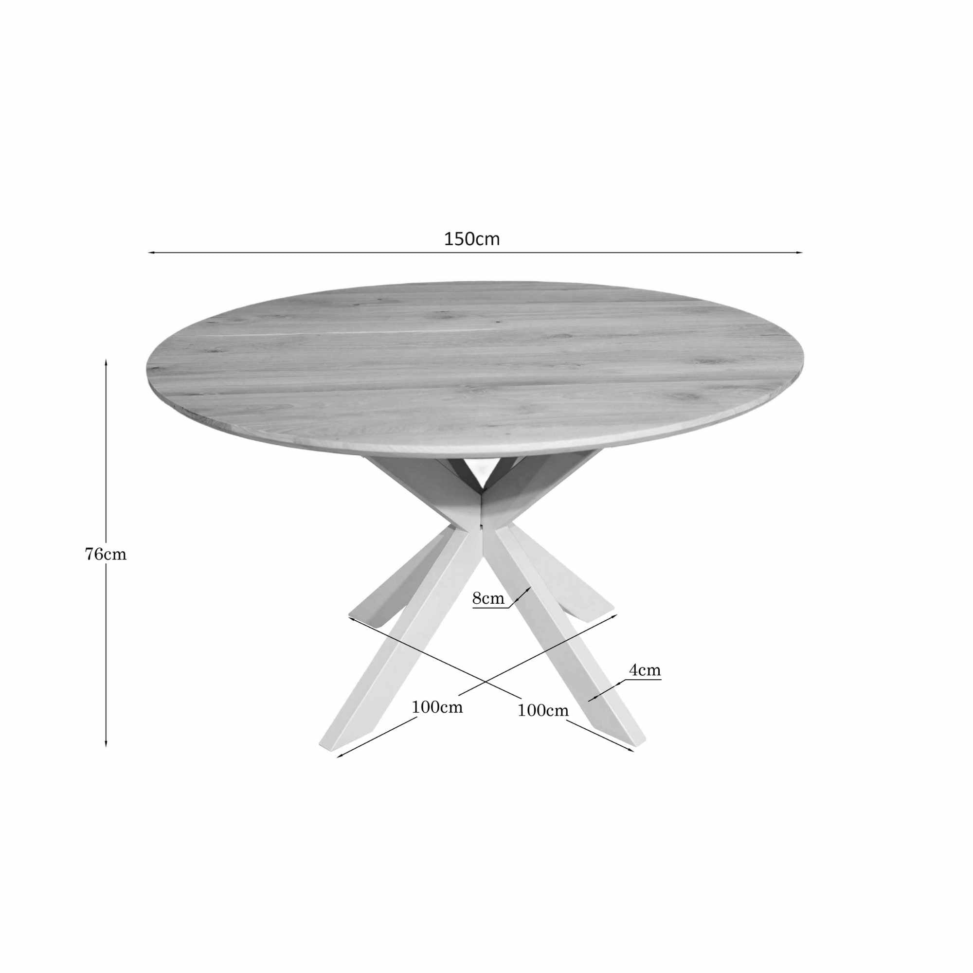 Eiken eettafel Ferris | Rond 150 cm | Naturel | Poot Zand - STF