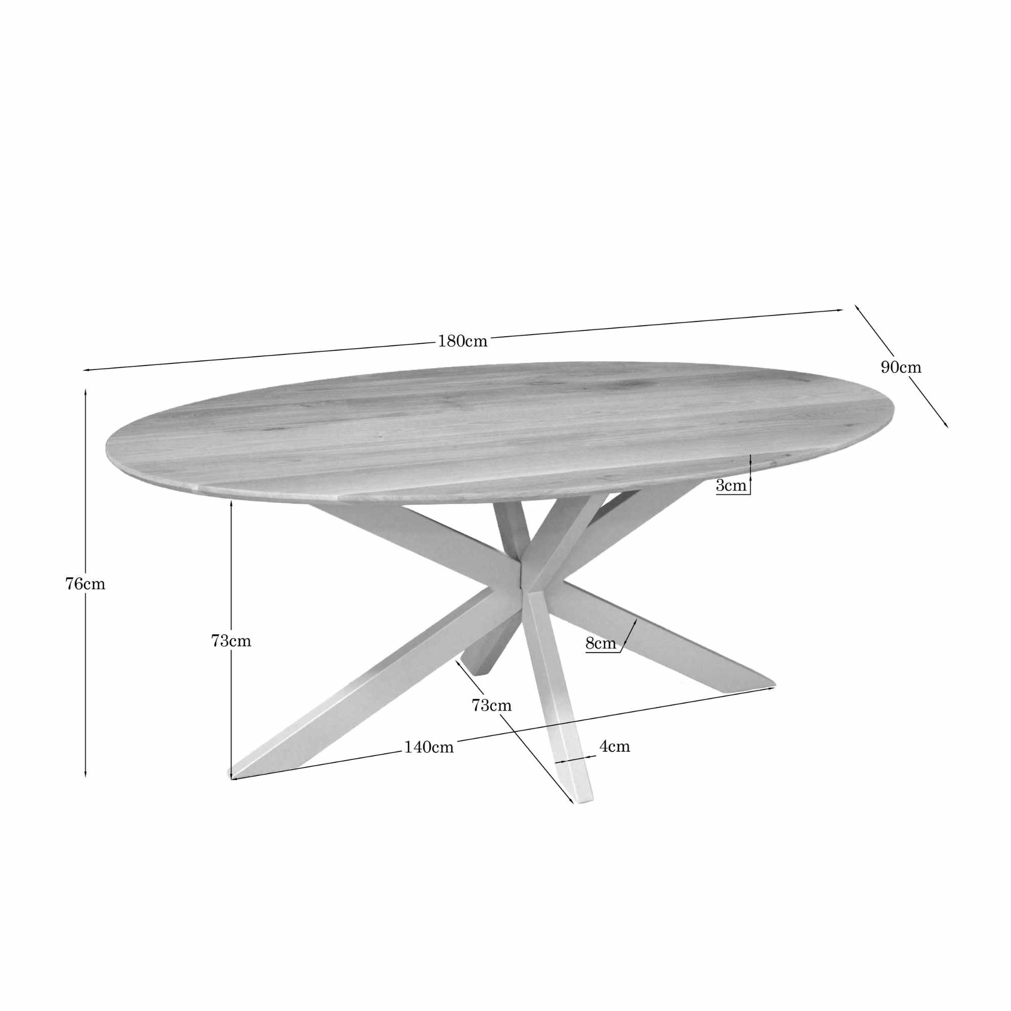 Eiken eettafel Ferris | Ovaal 180 cm | Naturel | Poot Zand - STF