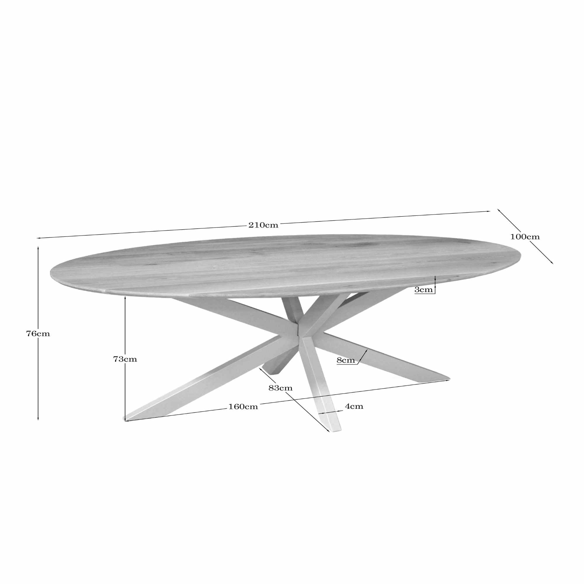 Eiken eettafel Ferris | Ovaal 210 cm | Naturel | Poot Zand - STF